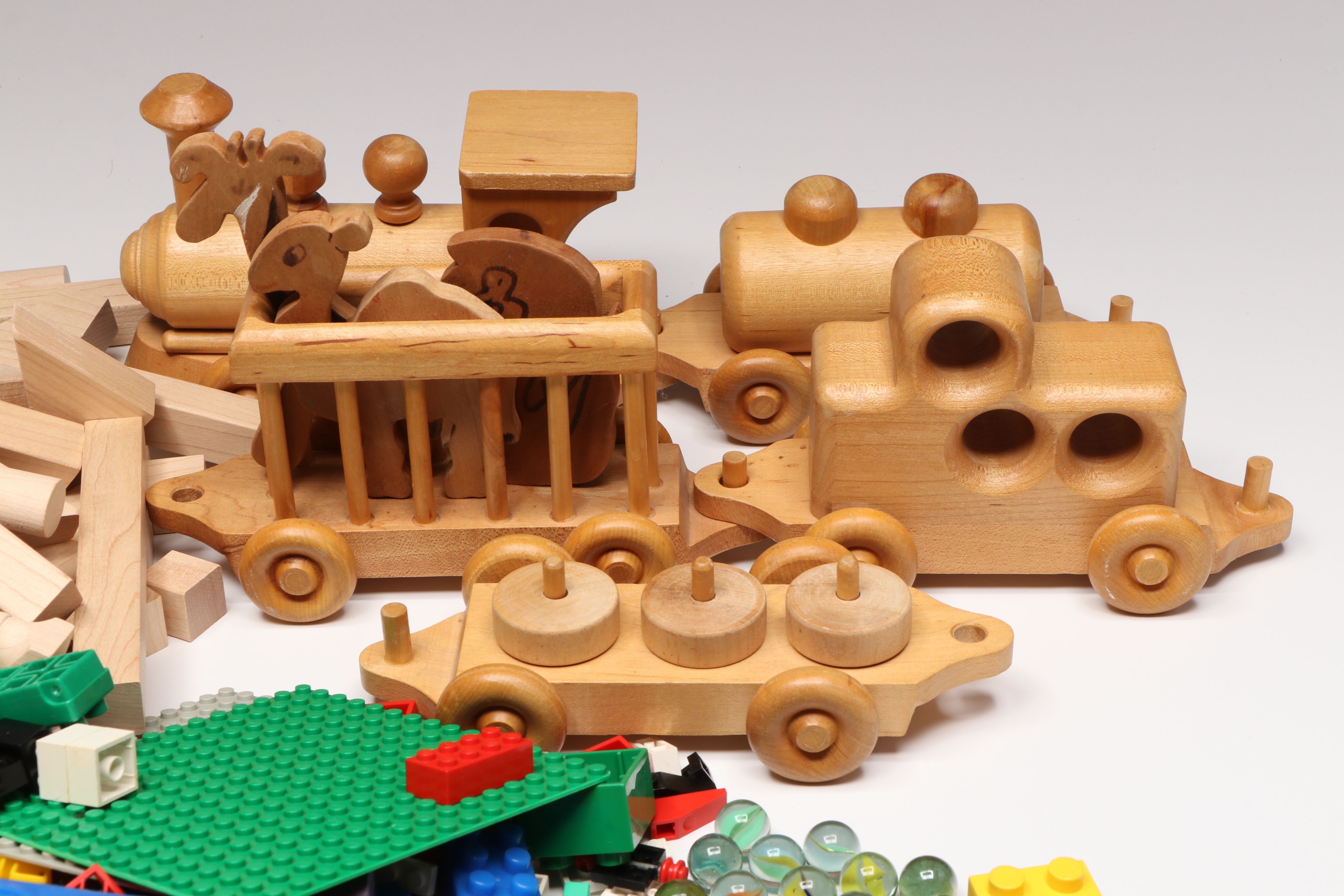 LEGOs, Wooden Building Blocks, Marbles and More Pretend Play Toys