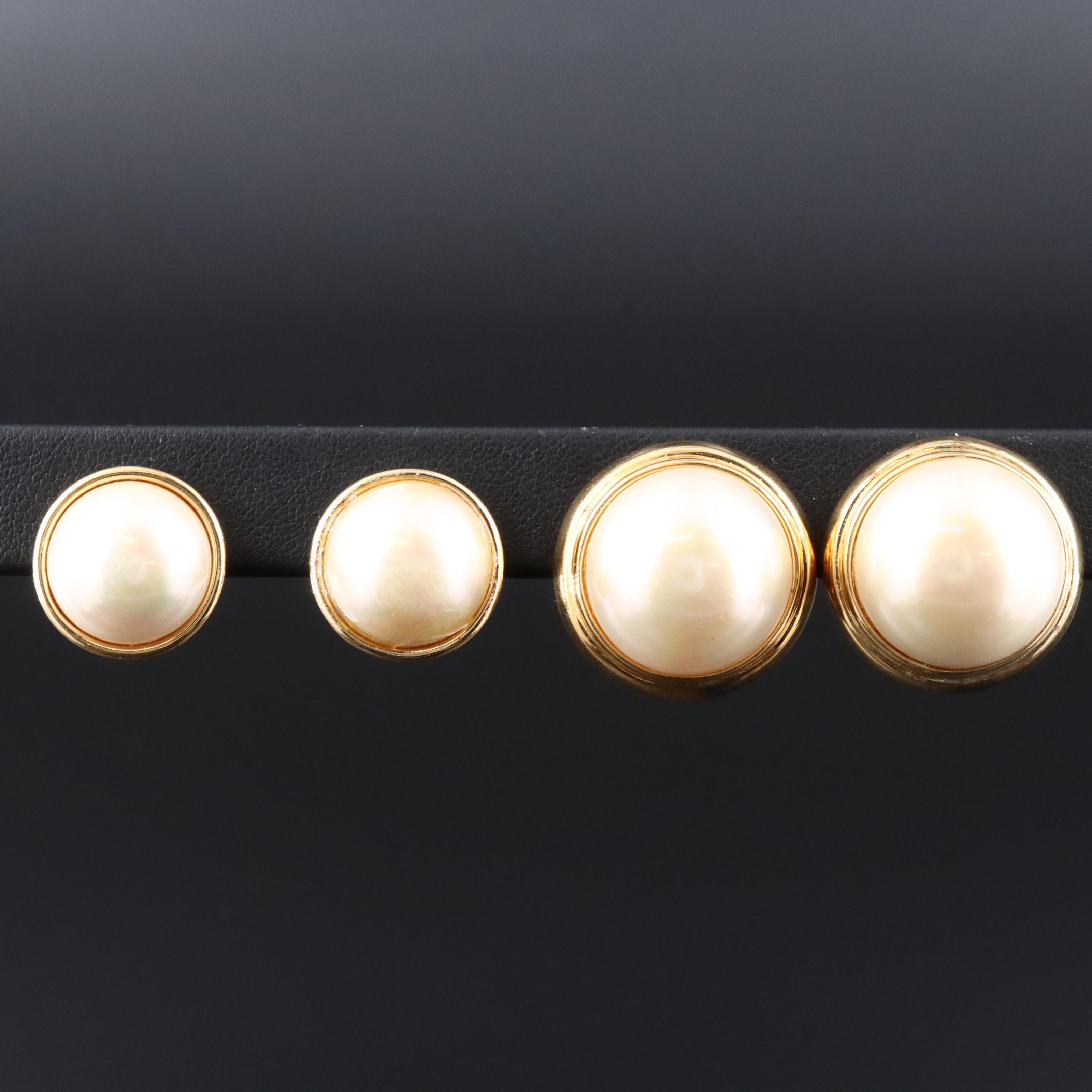 Majorica Faux Pearl Button Earrings