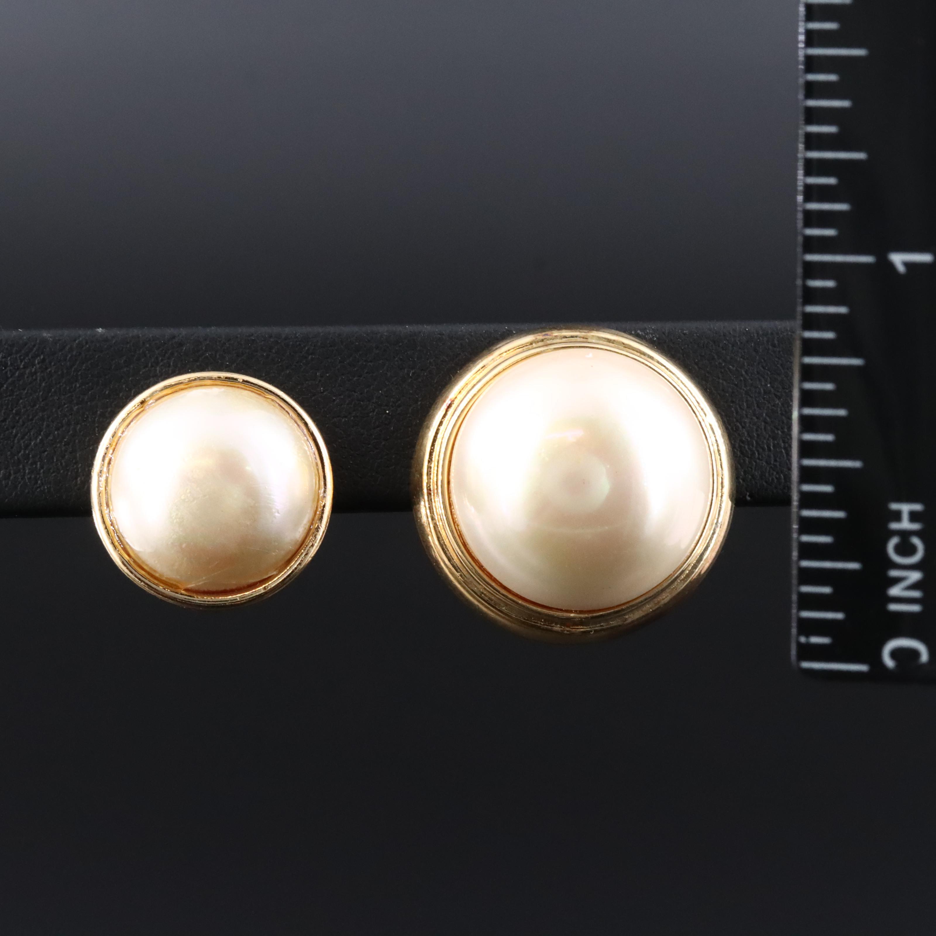 Majorica Faux Pearl Button Earrings