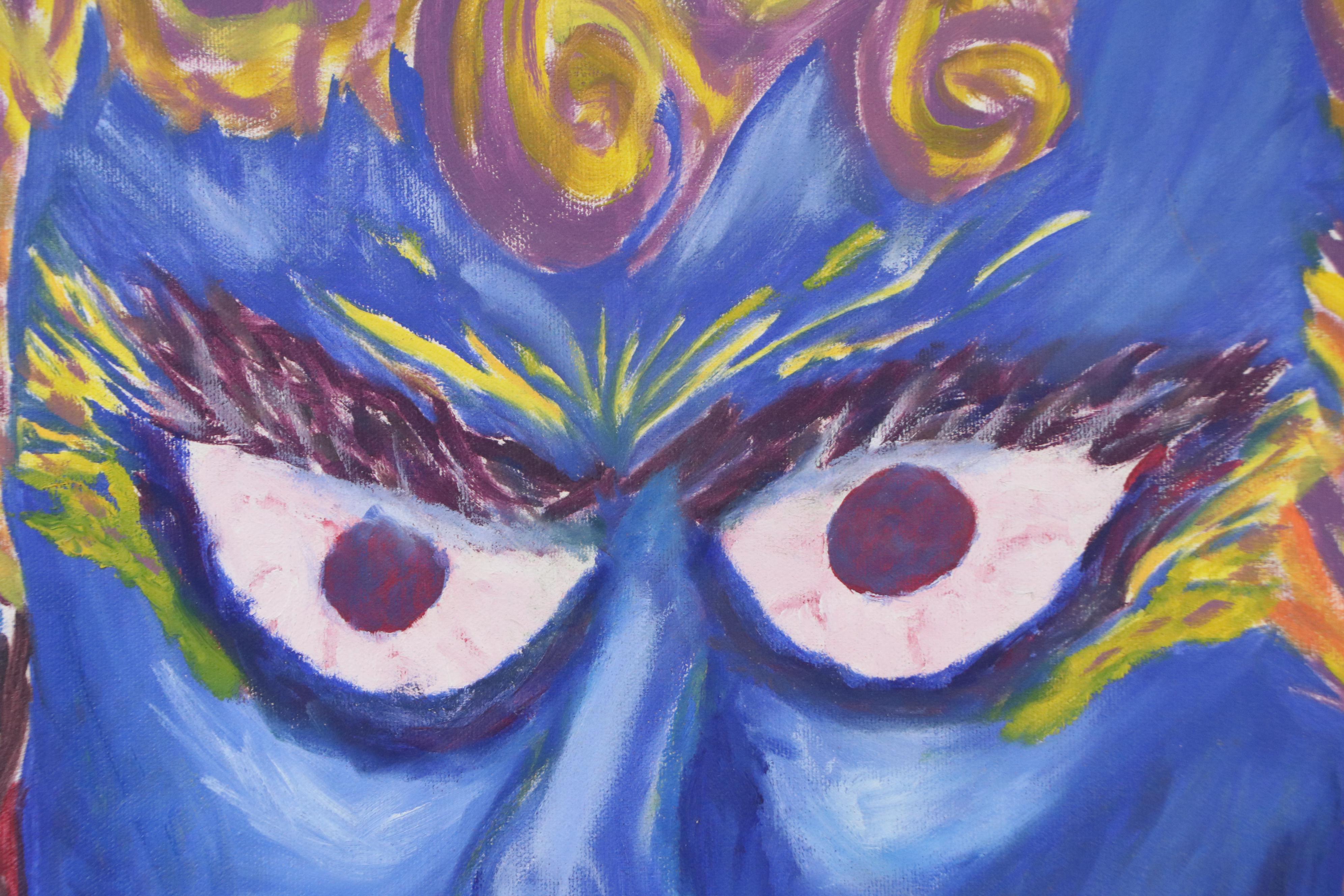 Jon Barton Abstract Surrealist Style Acrylic Painting of Man, 21st Century