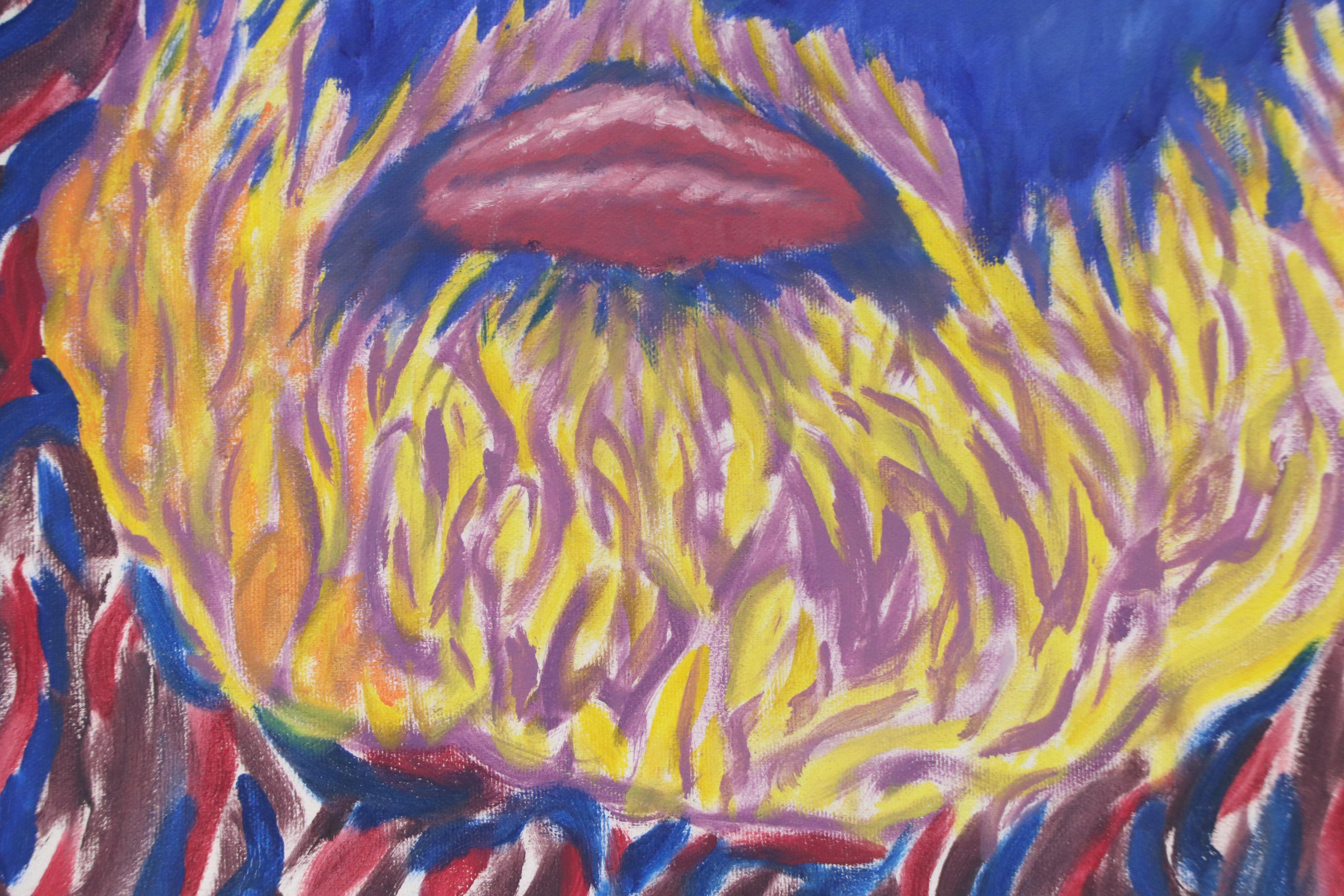 Jon Barton Abstract Surrealist Style Acrylic Painting of Man, 21st Century