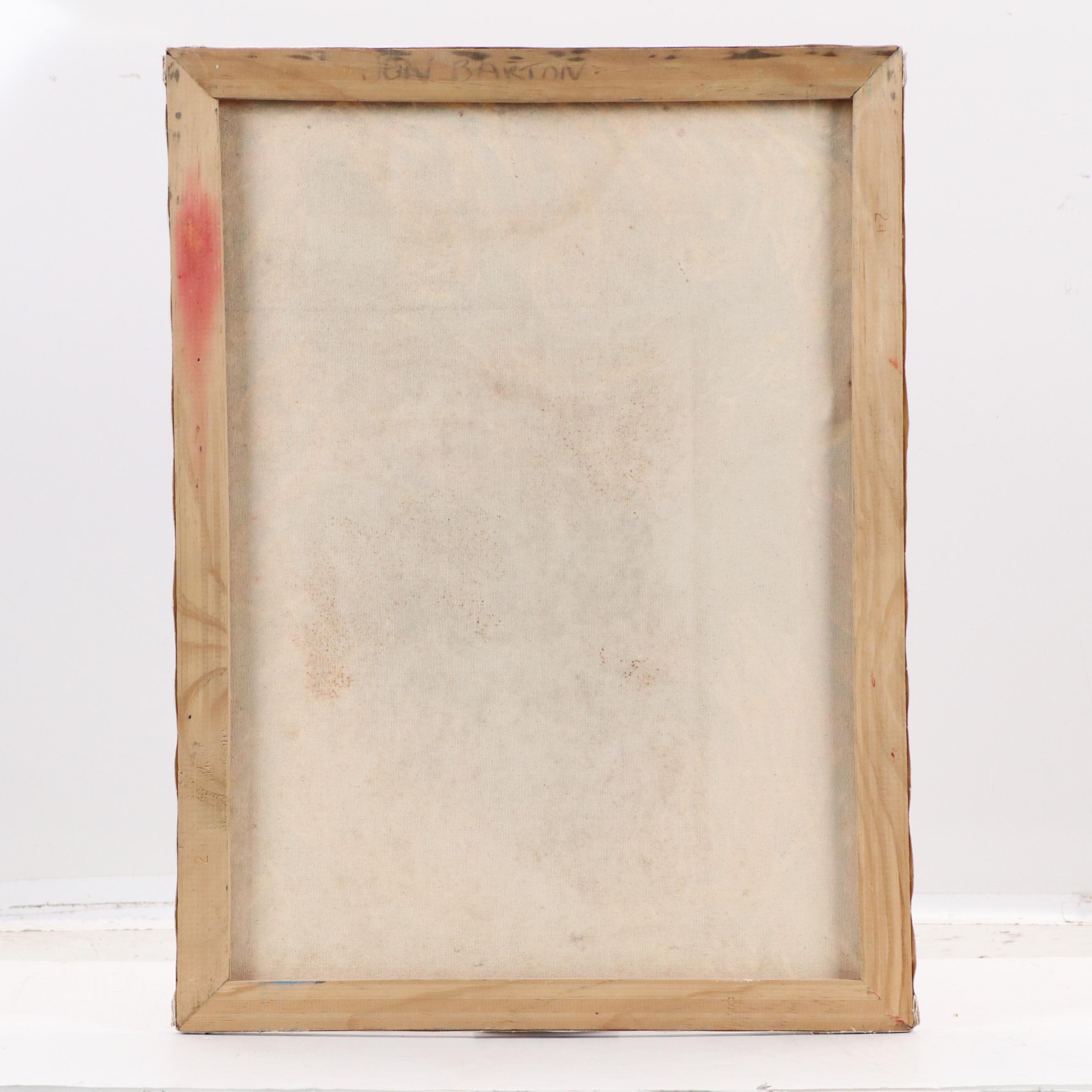 Jon Barton Abstract Surrealist Style Acrylic Painting of Man, 21st Century