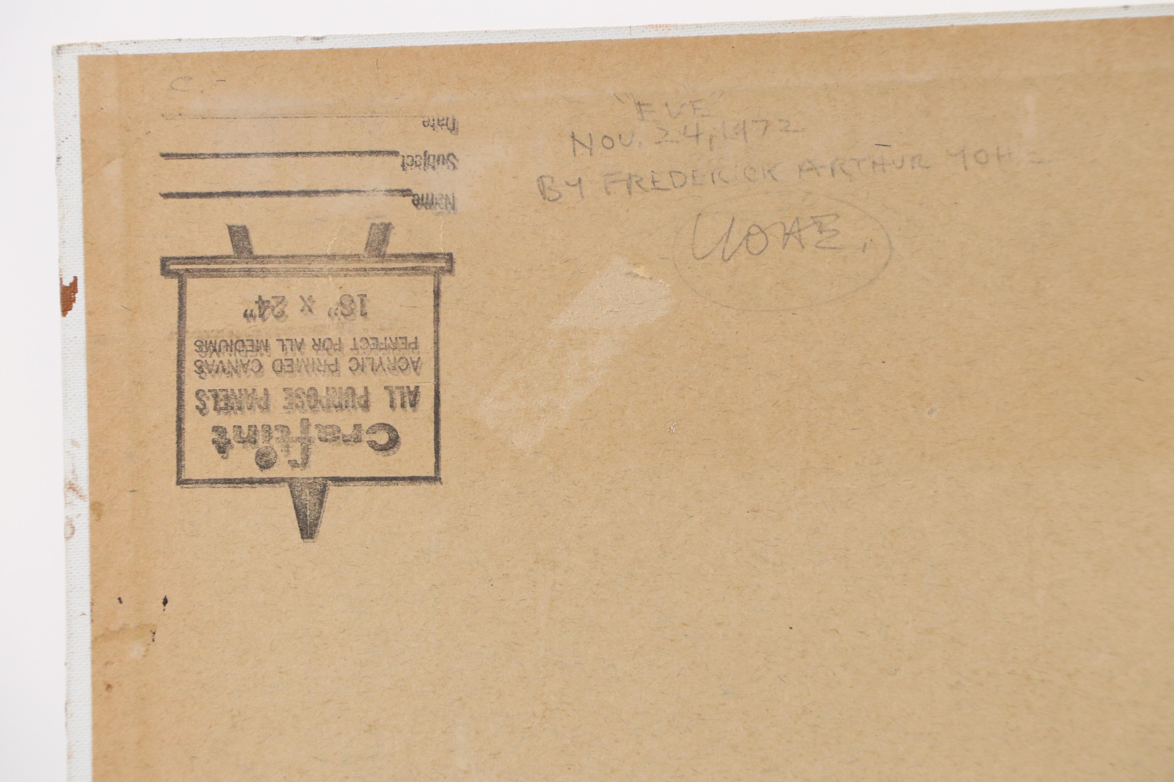 Frederick Arthur Yohe Portrait Acrylic Painting "Eve," 1972