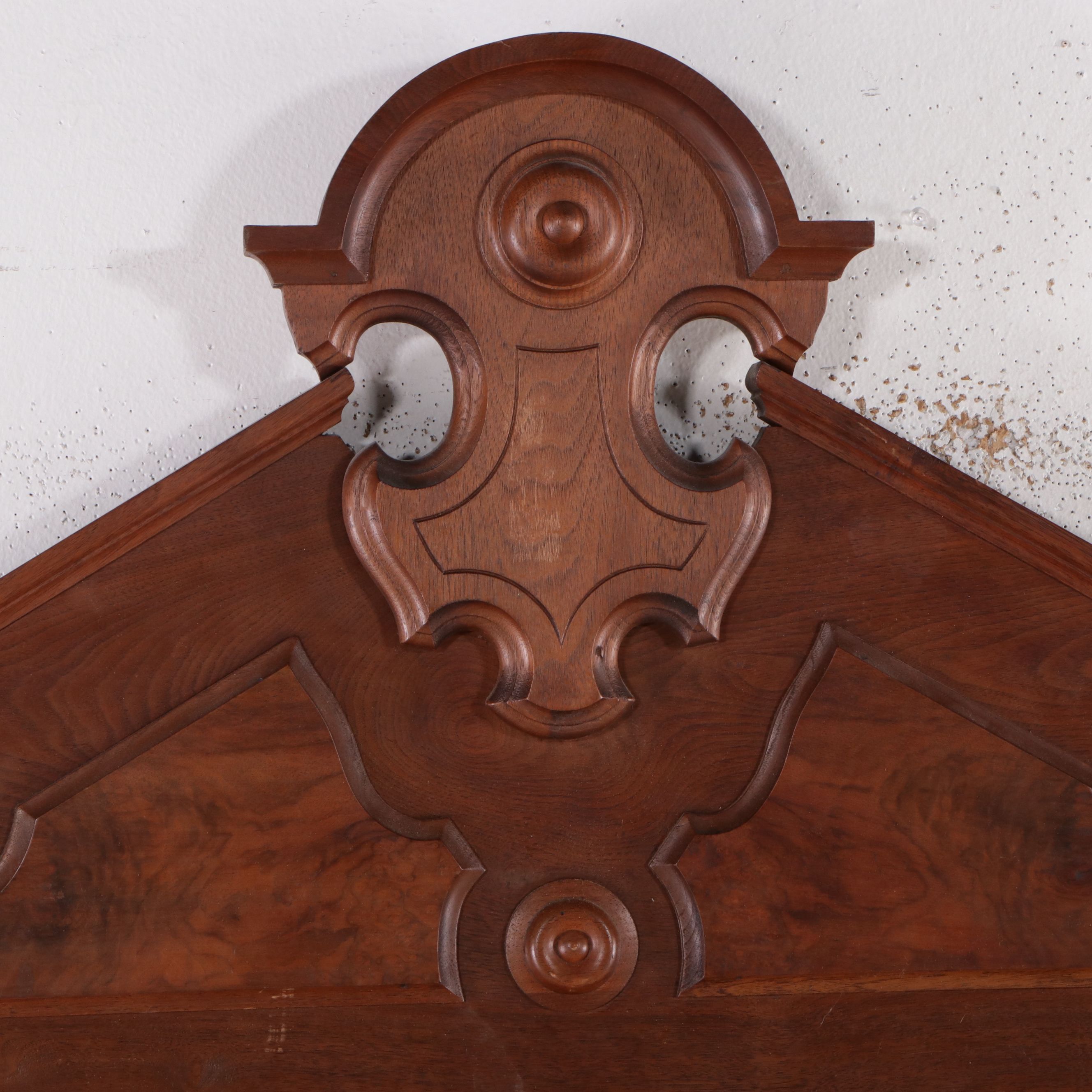 Victorian Eastlake Style Walnut and Burl Bed Frame