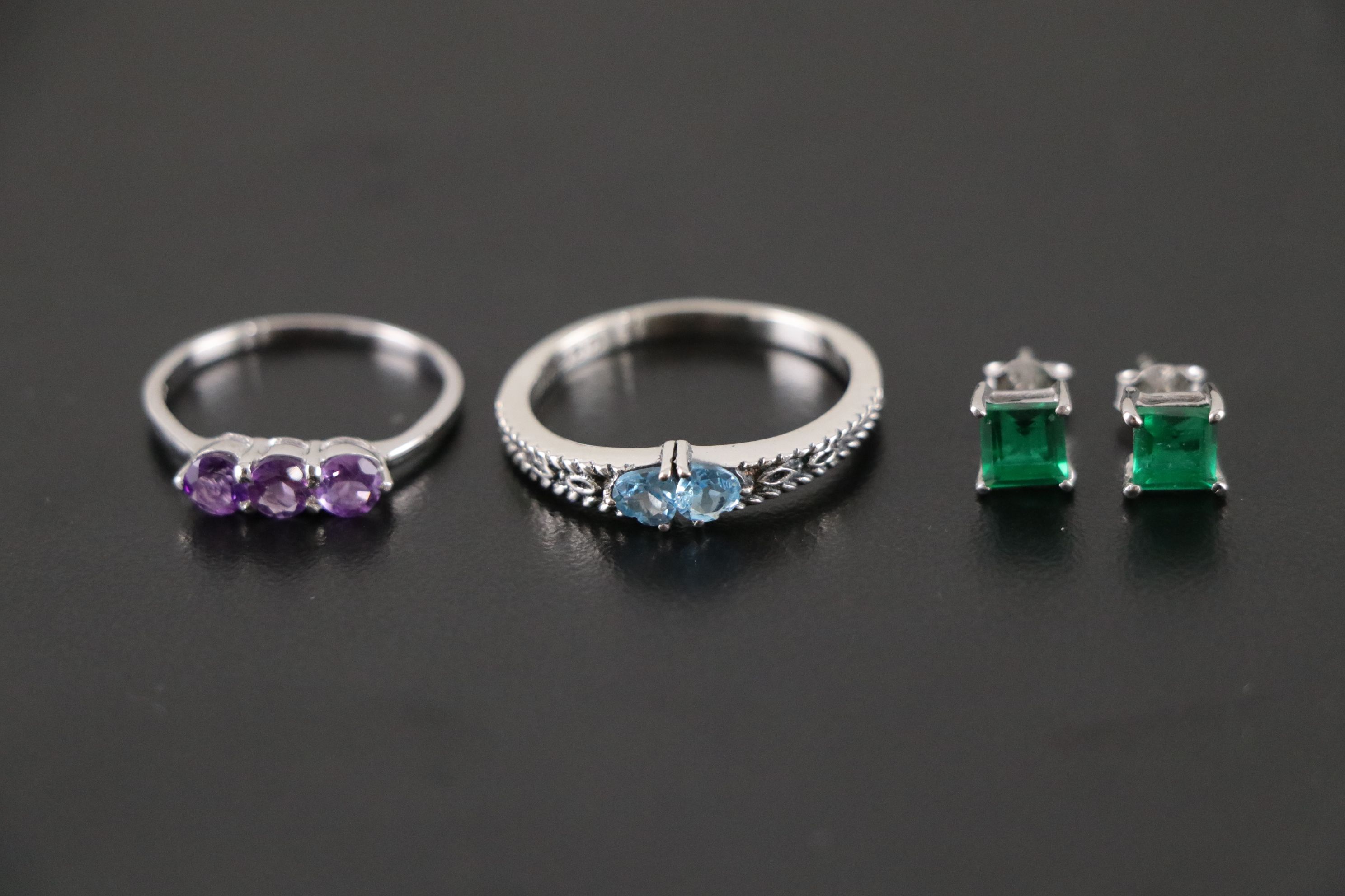 14 Assorted Sterling Silver Rings, Necklaces and Earrings