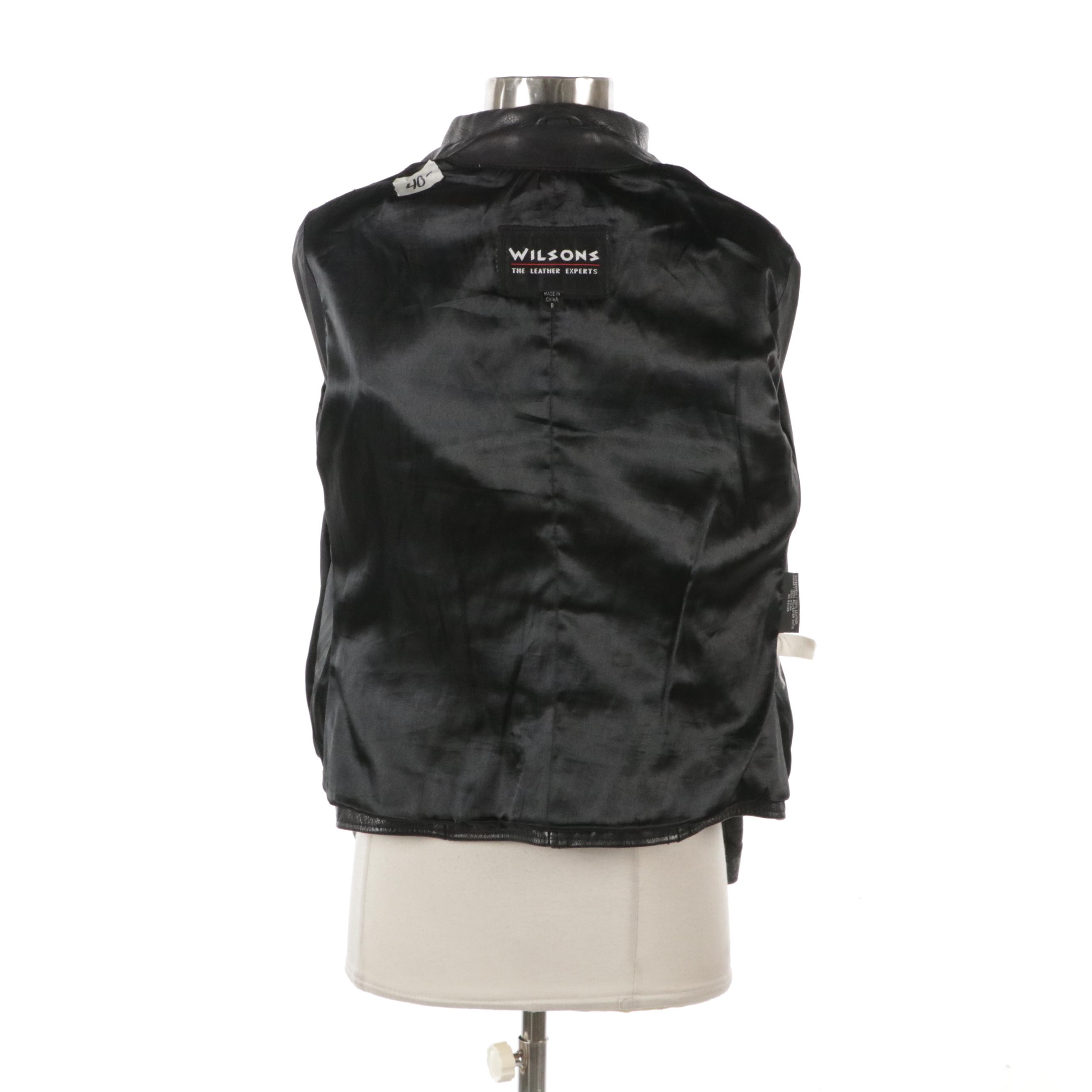 Wilsons Leather Moto Jacket and Fanco Studded Microfiber Fringed Crop Jacket