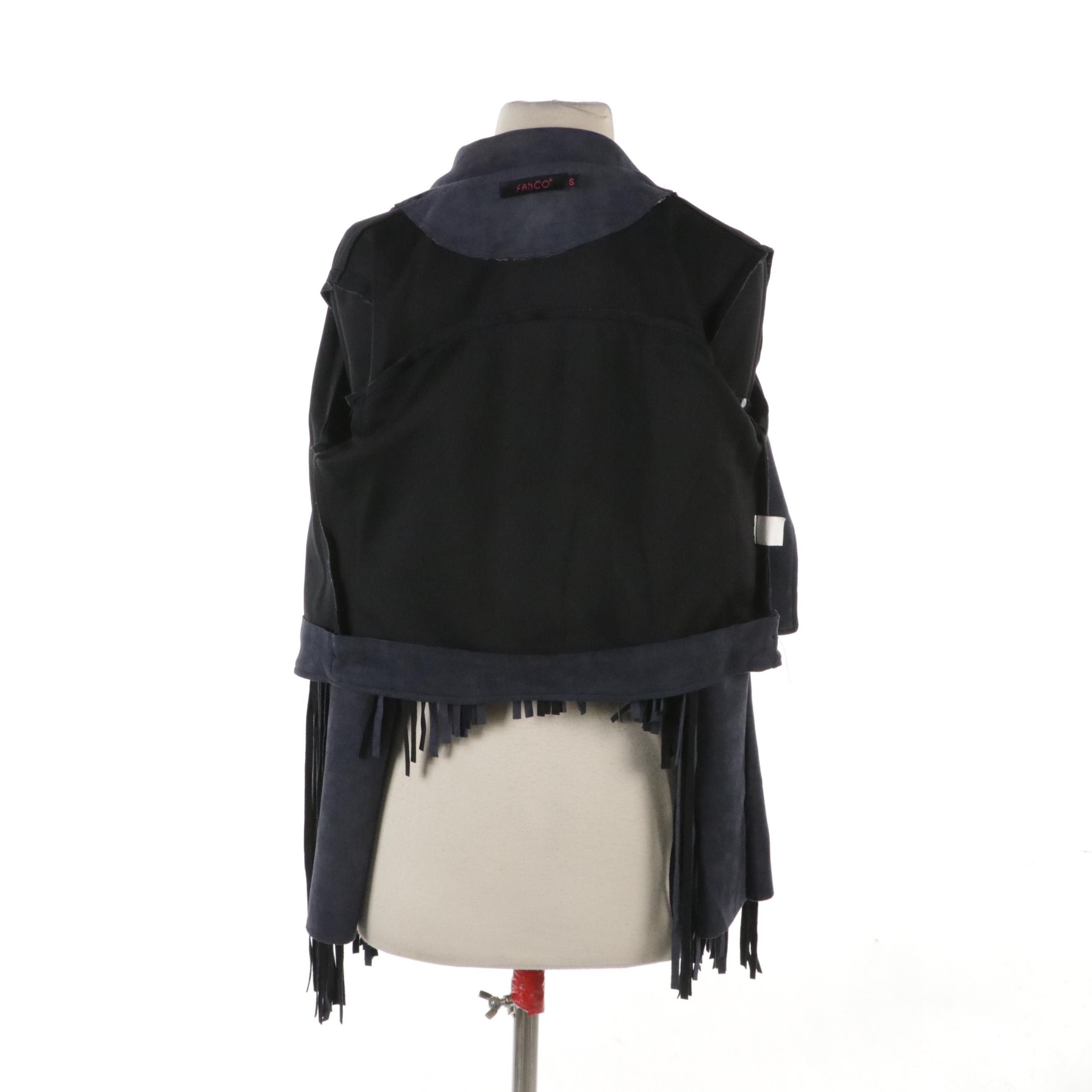 Wilsons Leather Moto Jacket and Fanco Studded Microfiber Fringed Crop Jacket