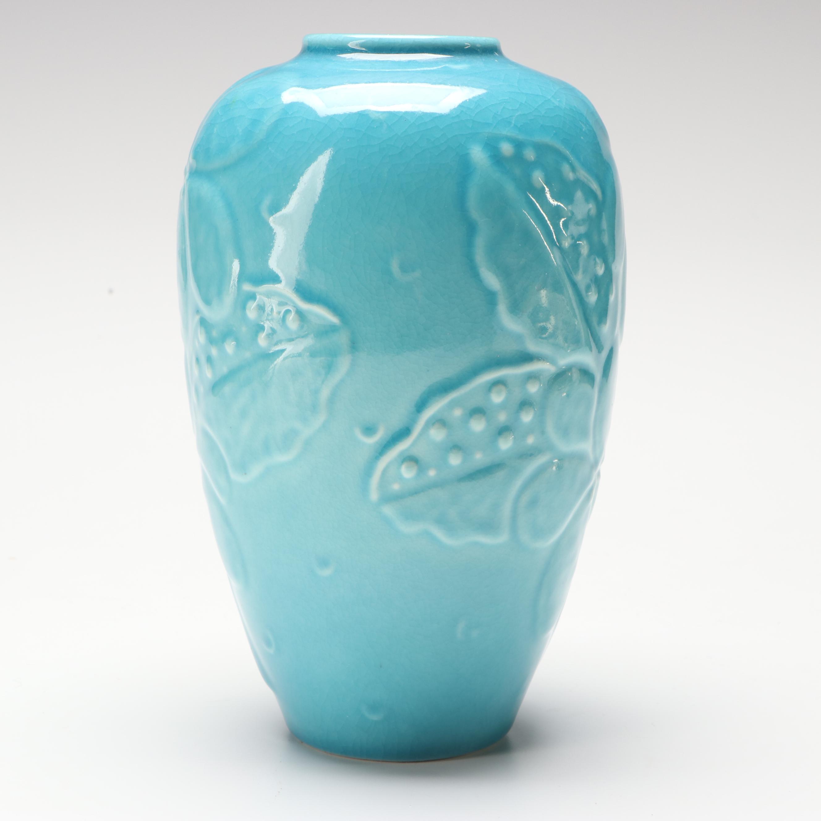Rookwood Pottery Blue Glaze Ceramic Production Vase, 1945