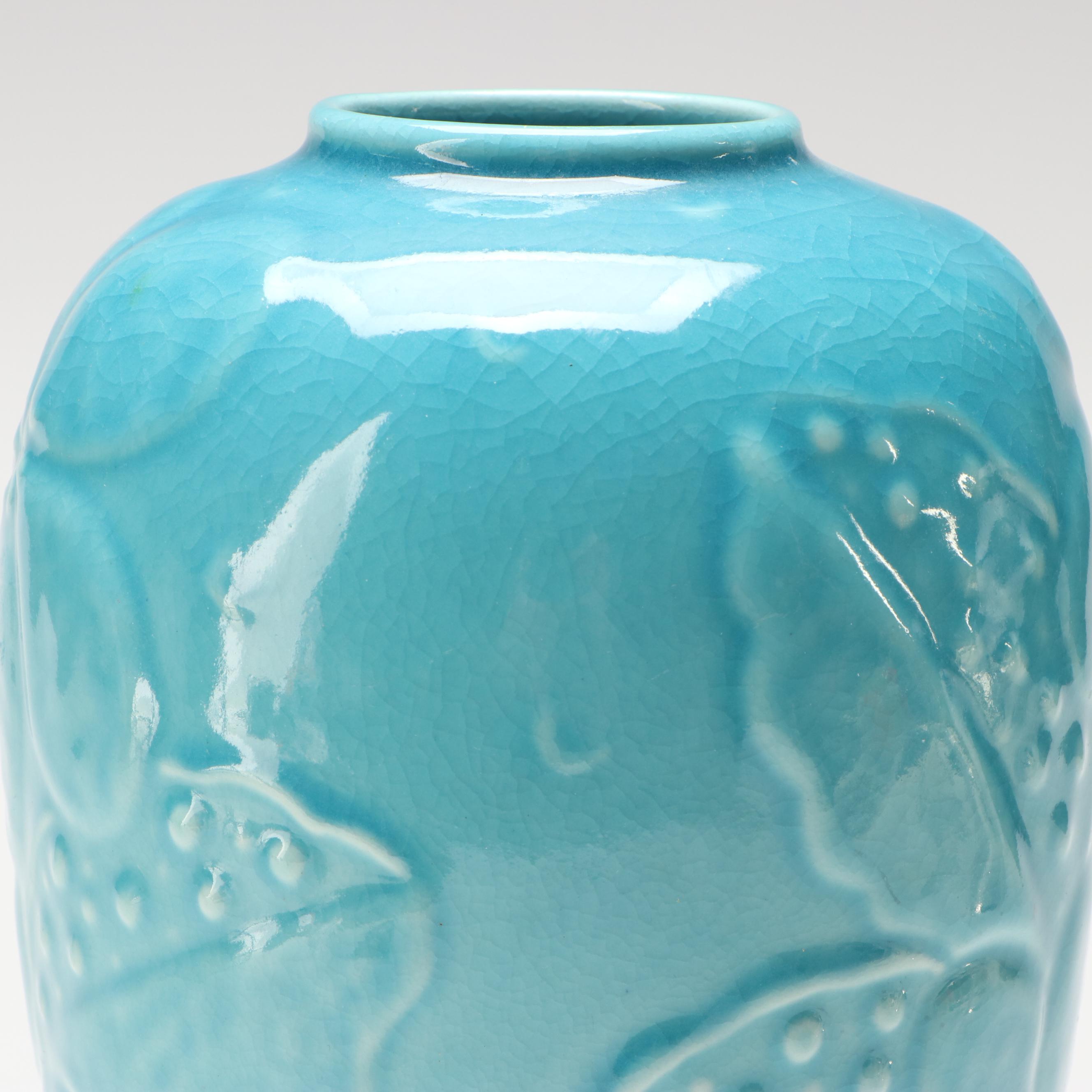 Rookwood Pottery Blue Glaze Ceramic Production Vase, 1945