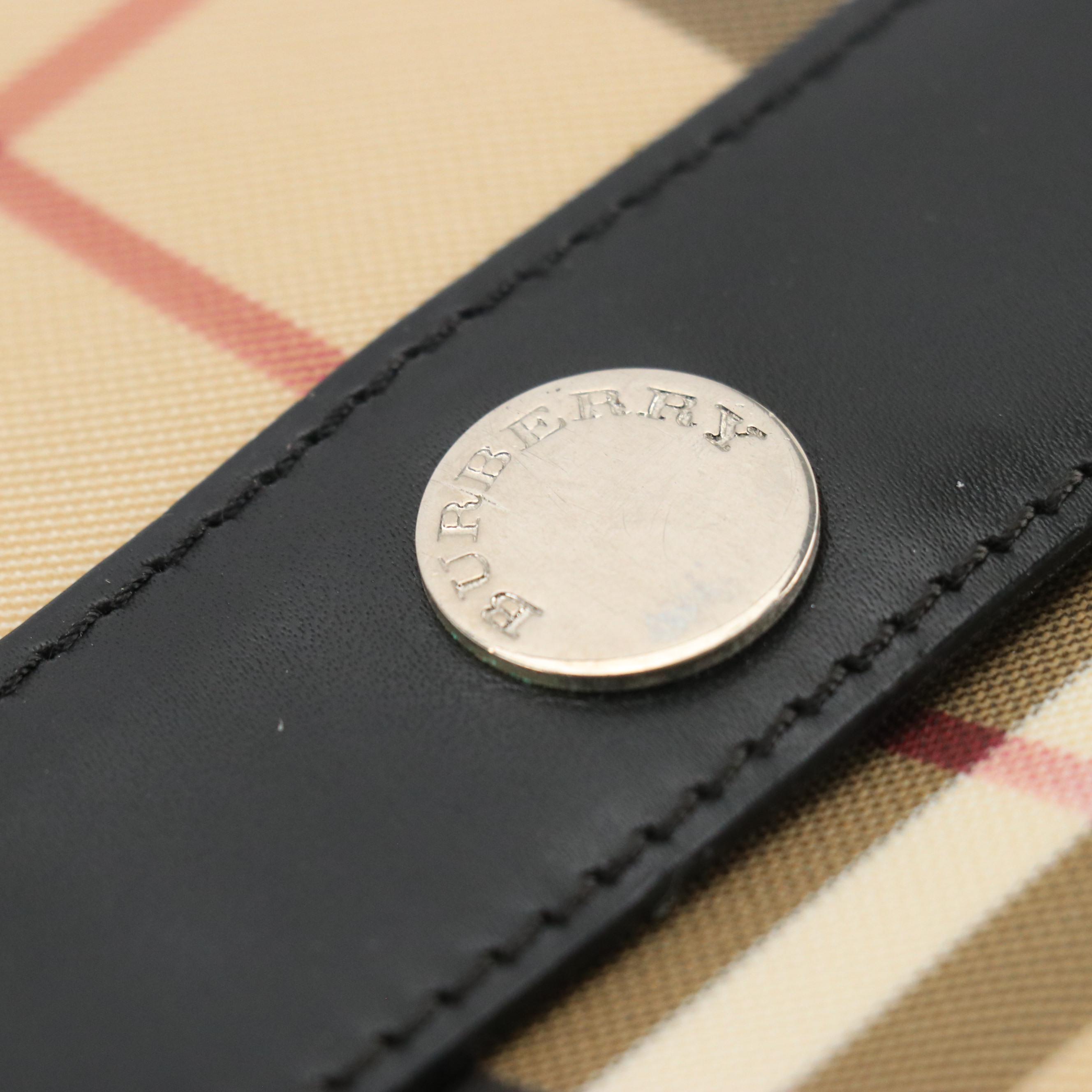 Burberry Full Flap Crossbody in House Check Nylon Canvas and Black Leather Trim