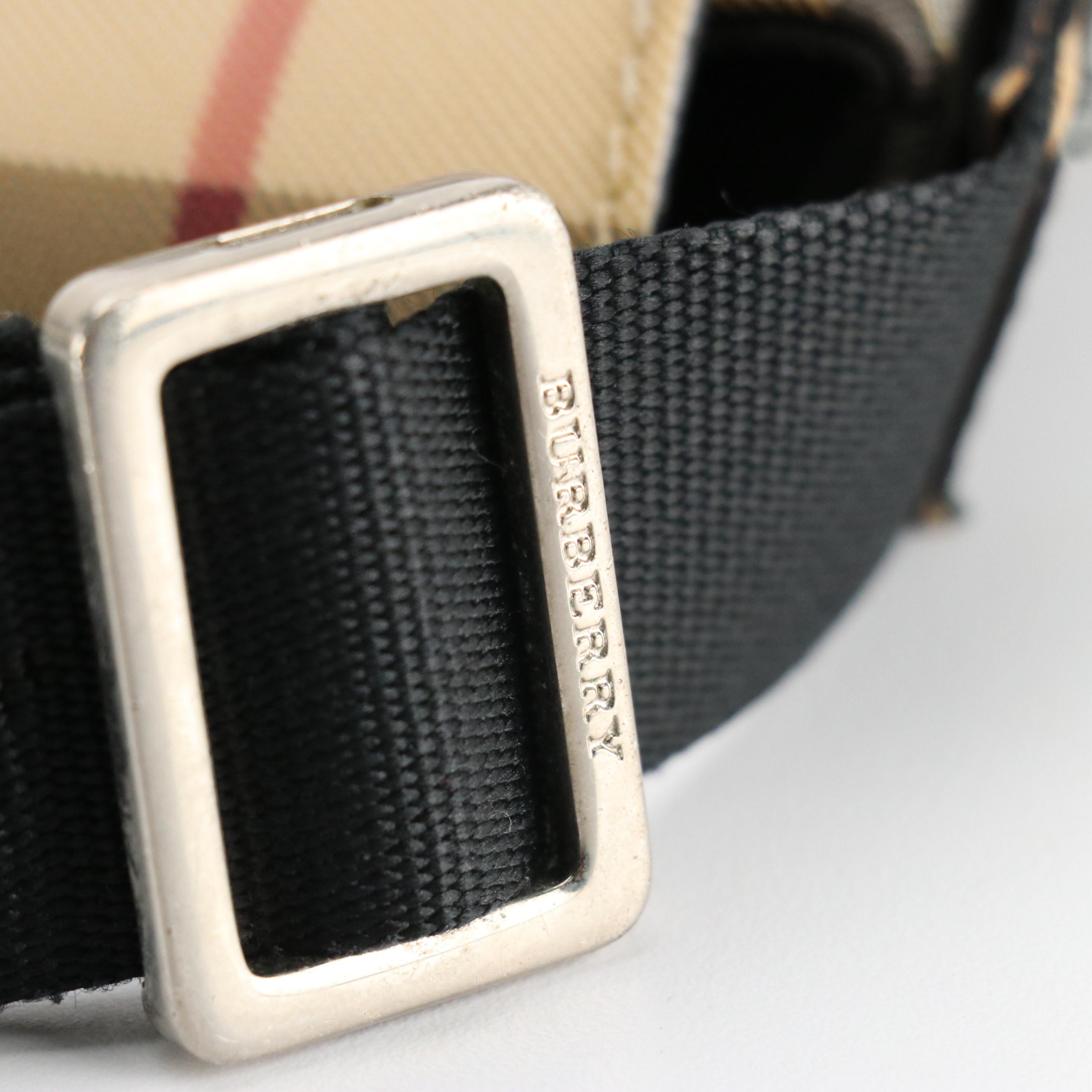 Burberry Full Flap Crossbody in House Check Nylon Canvas and Black Leather Trim