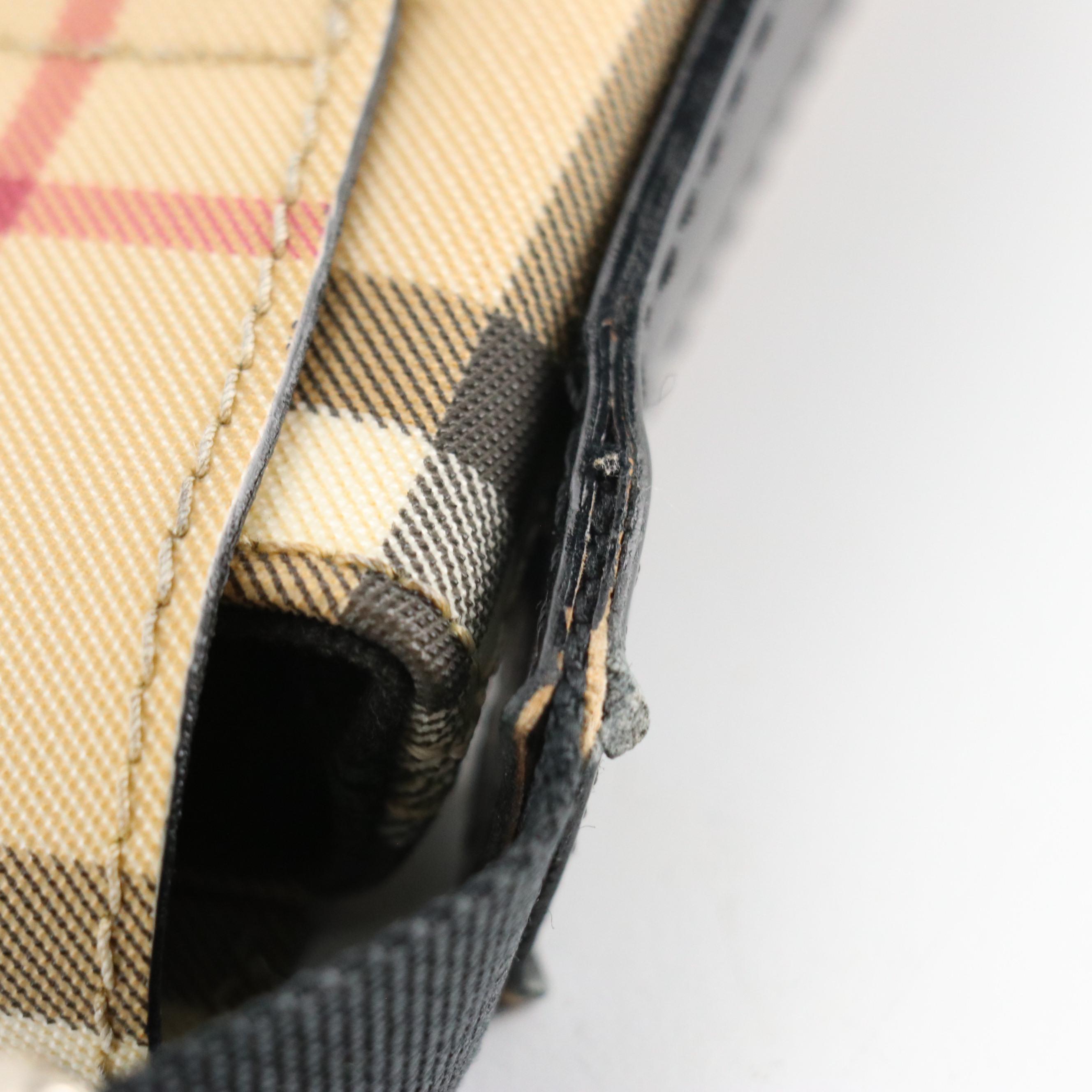 Burberry Full Flap Crossbody in House Check Nylon Canvas and Black Leather Trim