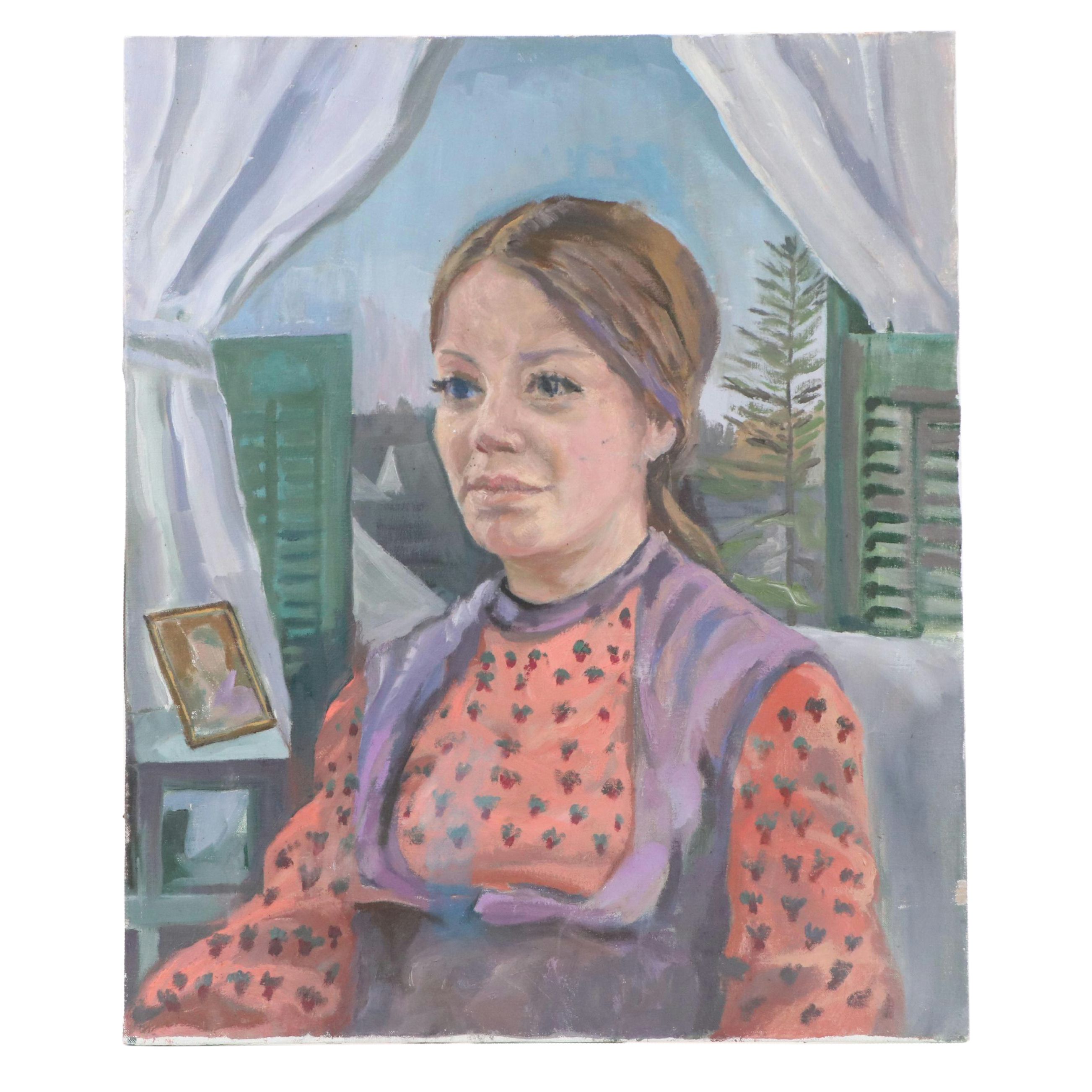 American School Portrait Oil Painting of Woman