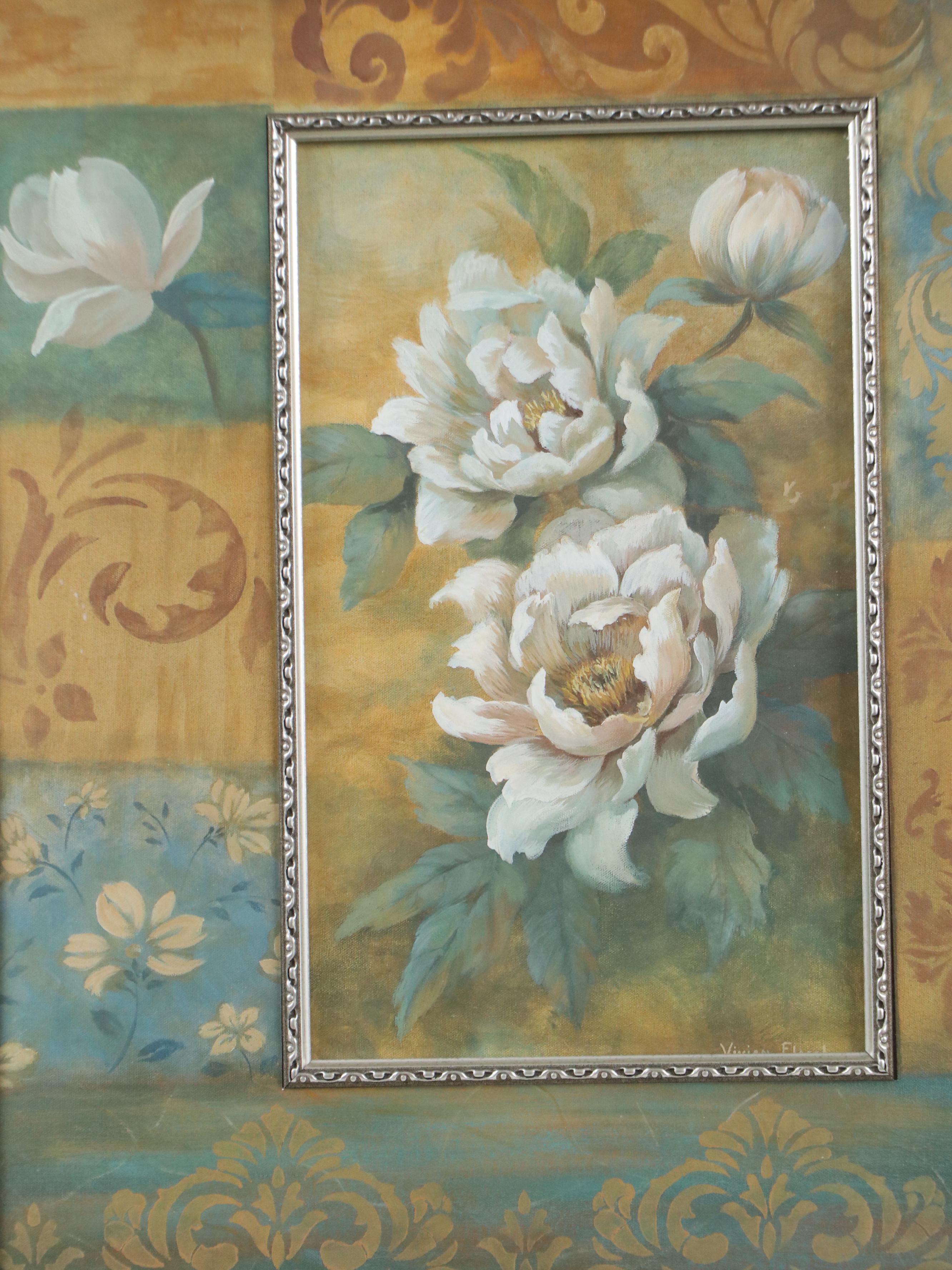 Floral Offset Lithograph After Vivian Flasch "Pam's Peonies," 21st Century