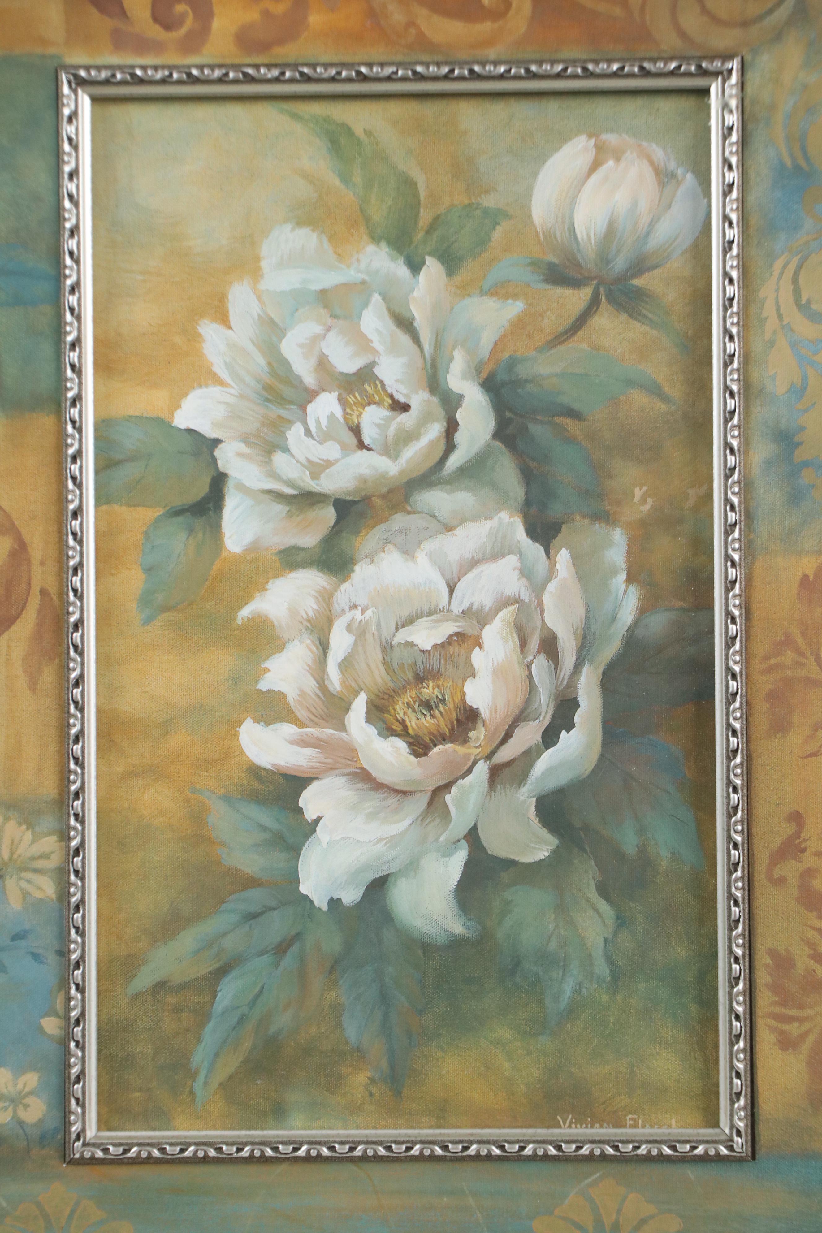 Floral Offset Lithograph After Vivian Flasch "Pam's Peonies," 21st Century