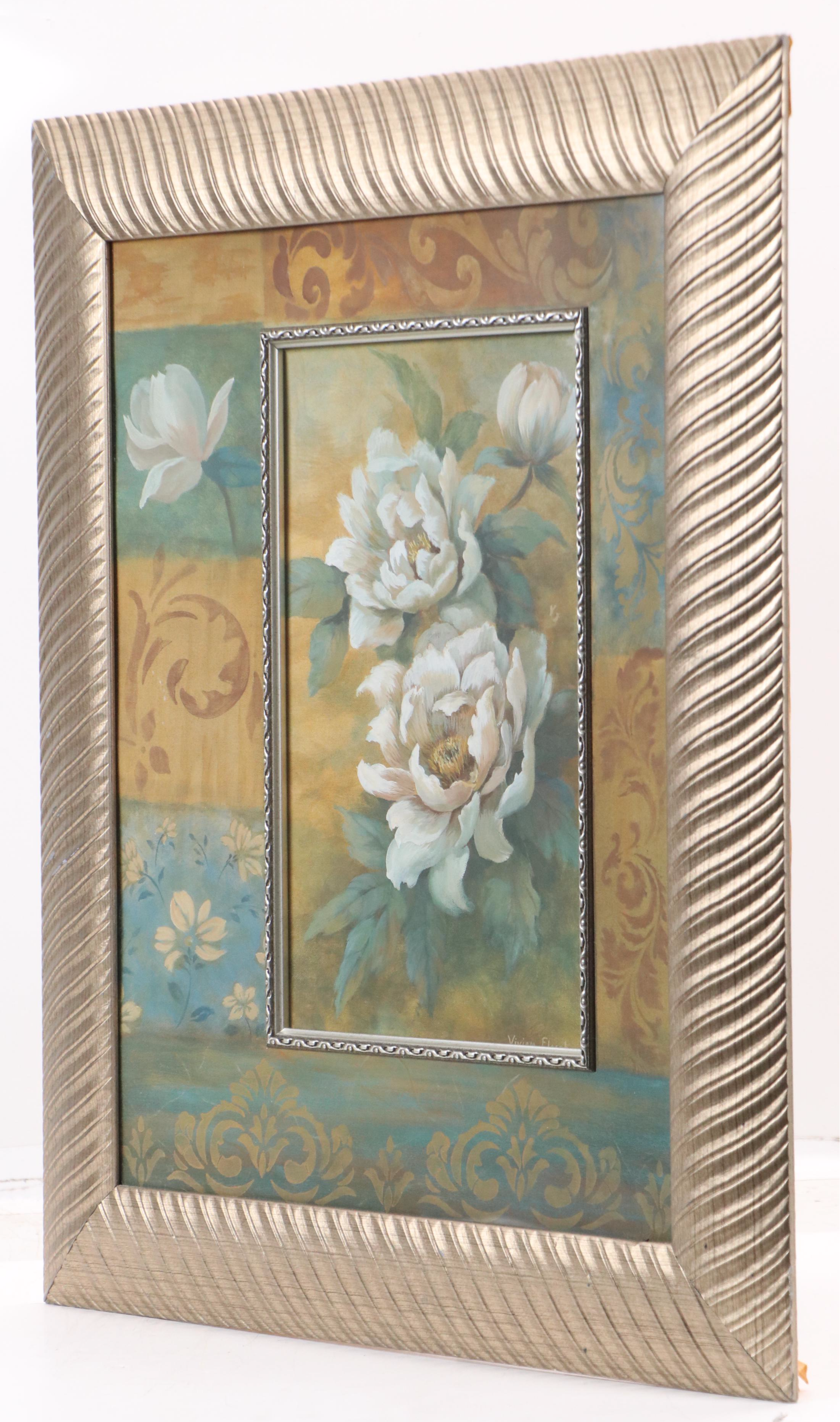 Floral Offset Lithograph After Vivian Flasch "Pam's Peonies," 21st Century