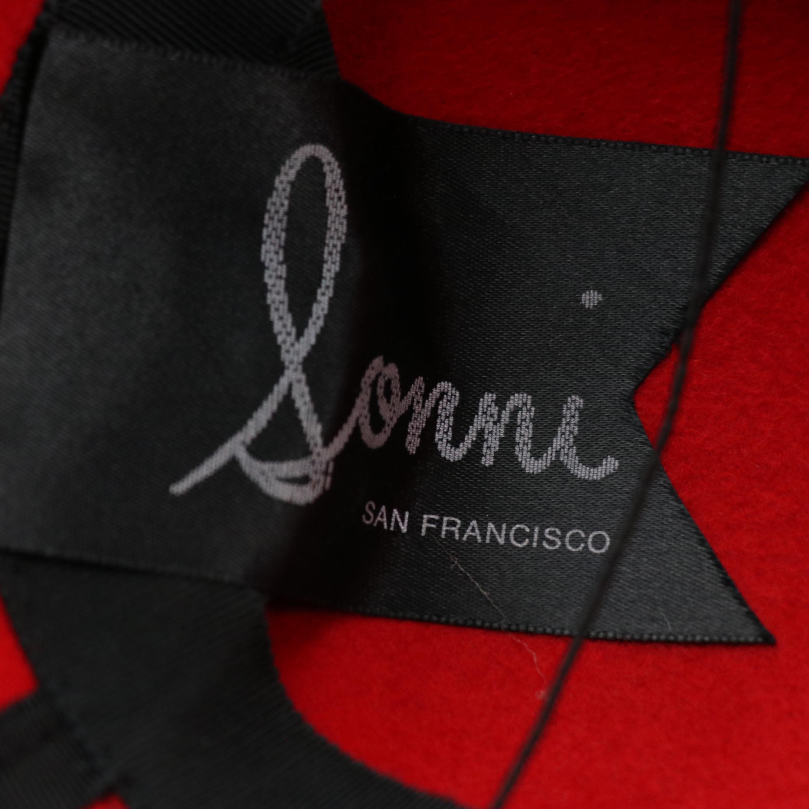 Sonni San Francisco Vintage Red Felt Hat with Pleated Fanning and Ruffled Detail