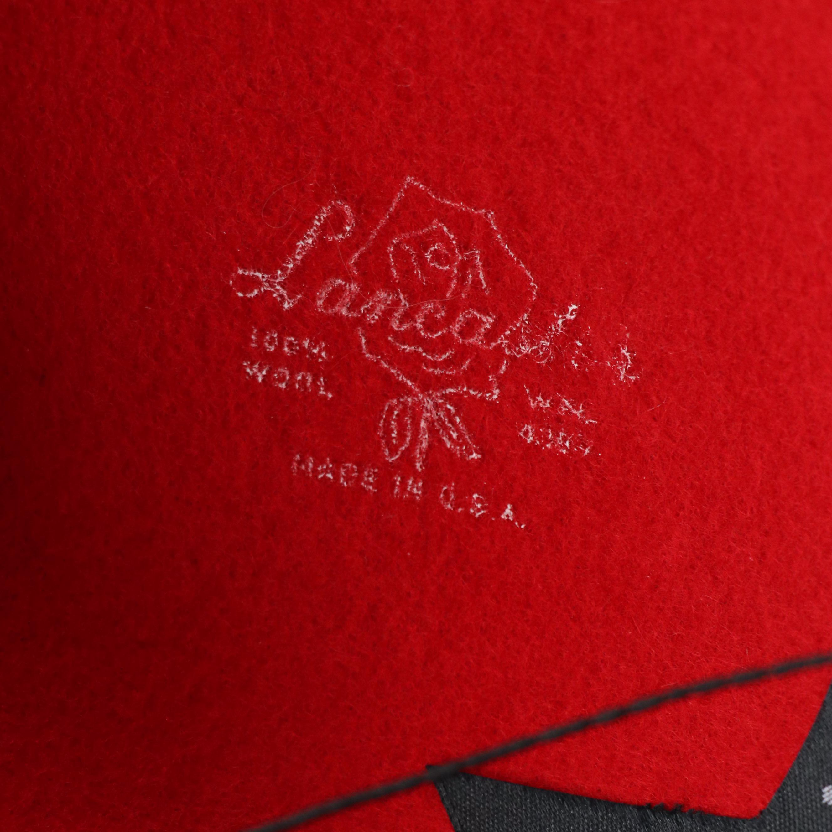 Sonni San Francisco Vintage Red Felt Hat with Pleated Fanning and Ruffled Detail