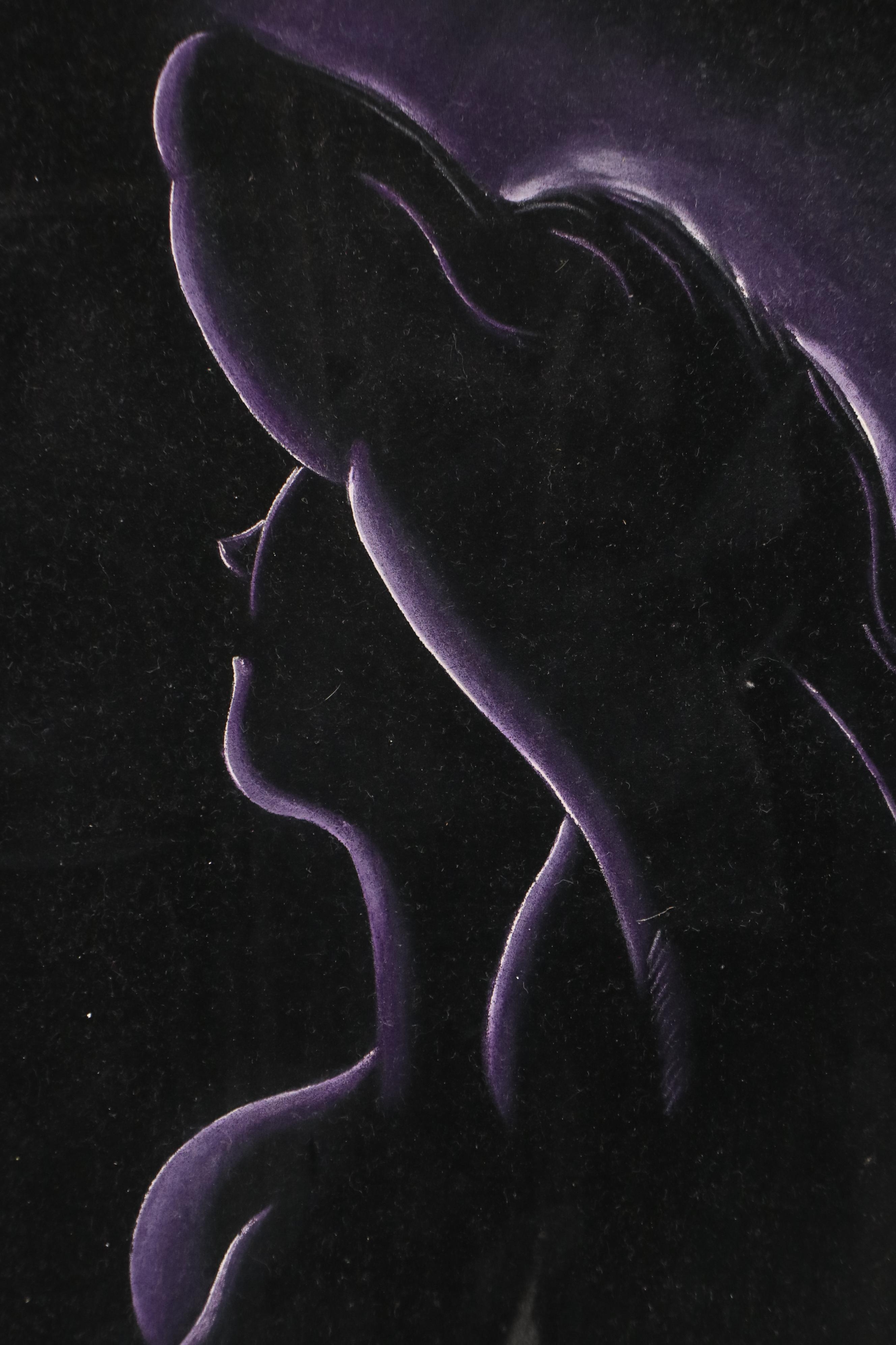 Ramon Gomez Black Velvet Painting of Female Nude, 20th Century