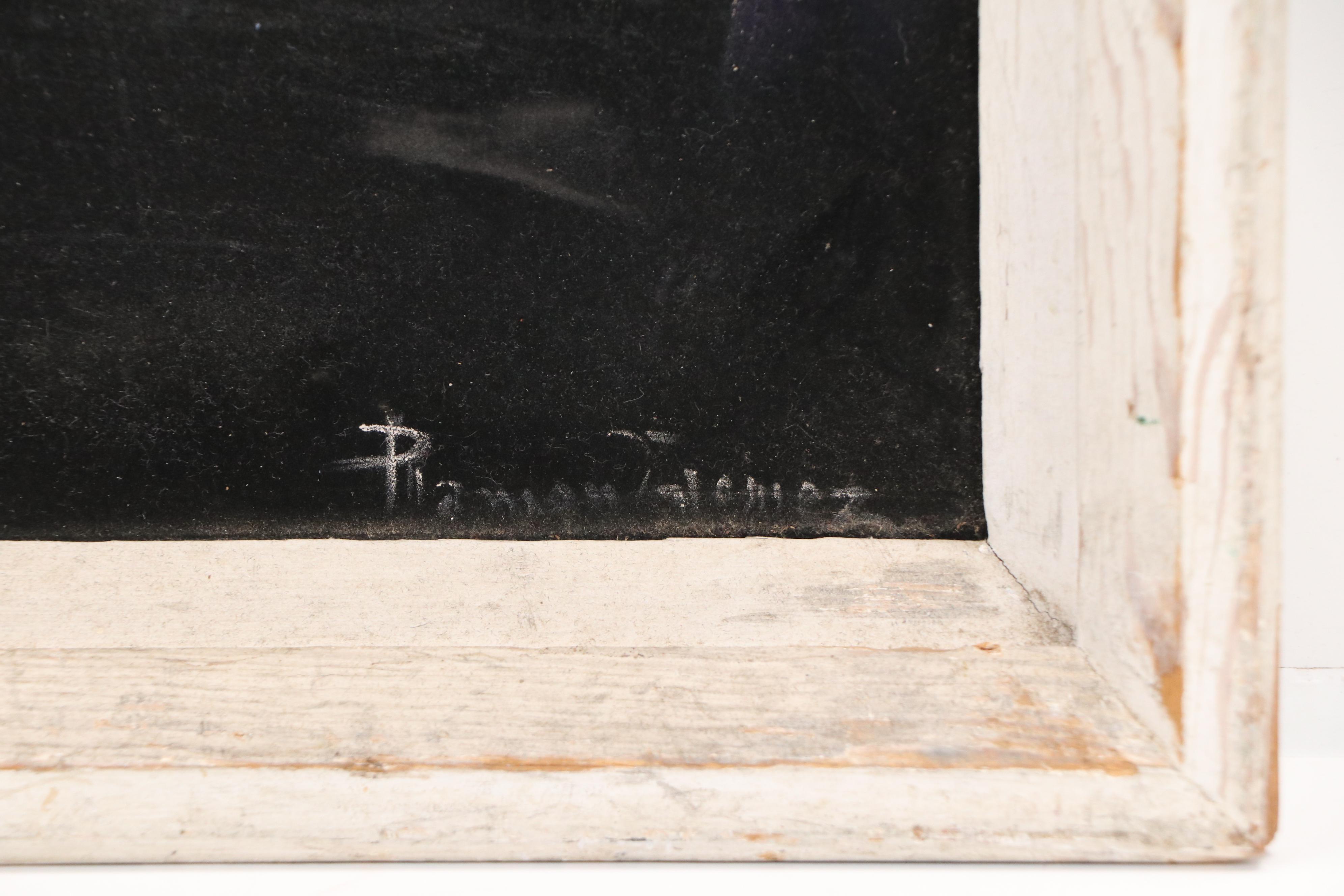 Ramon Gomez Black Velvet Painting of Female Nude, 20th Century