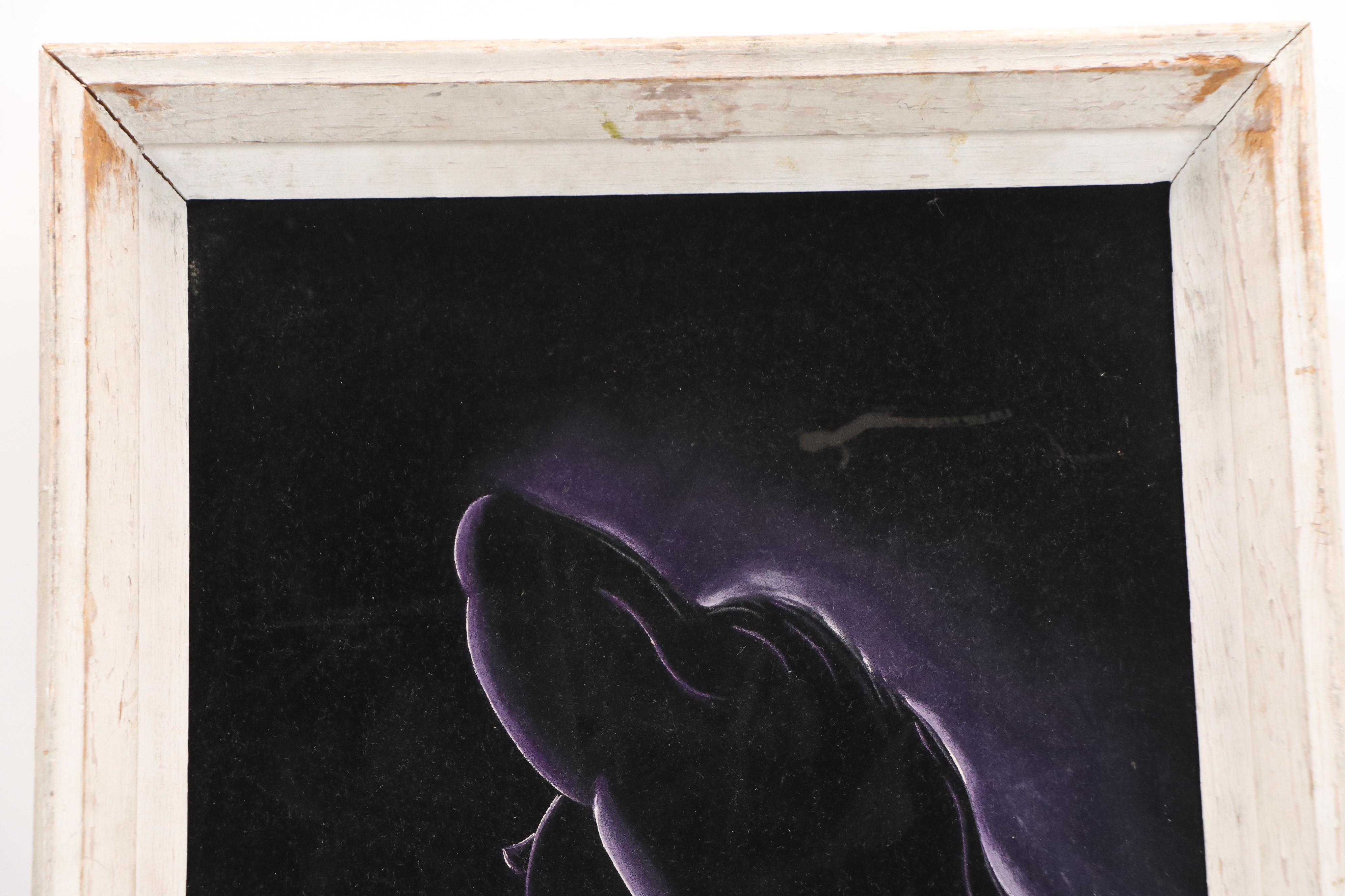 Ramon Gomez Black Velvet Painting of Female Nude, 20th Century