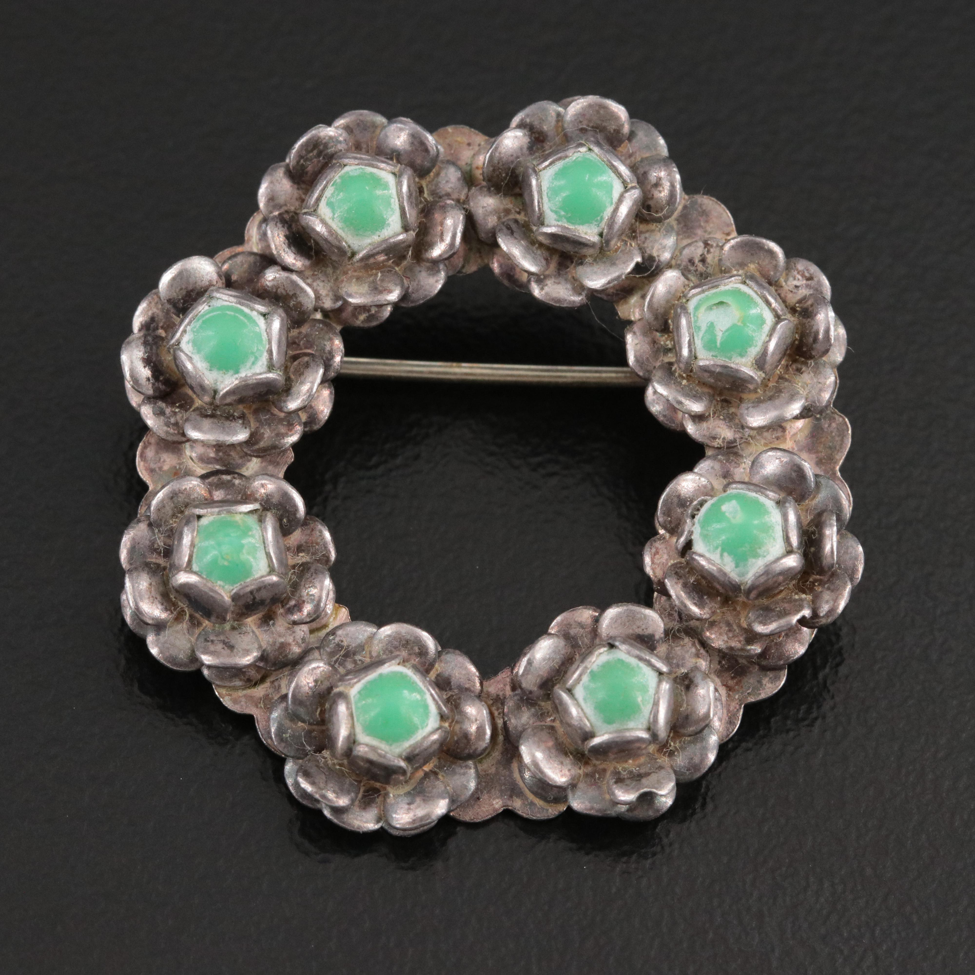 Sterling Turquoise Circle Pin