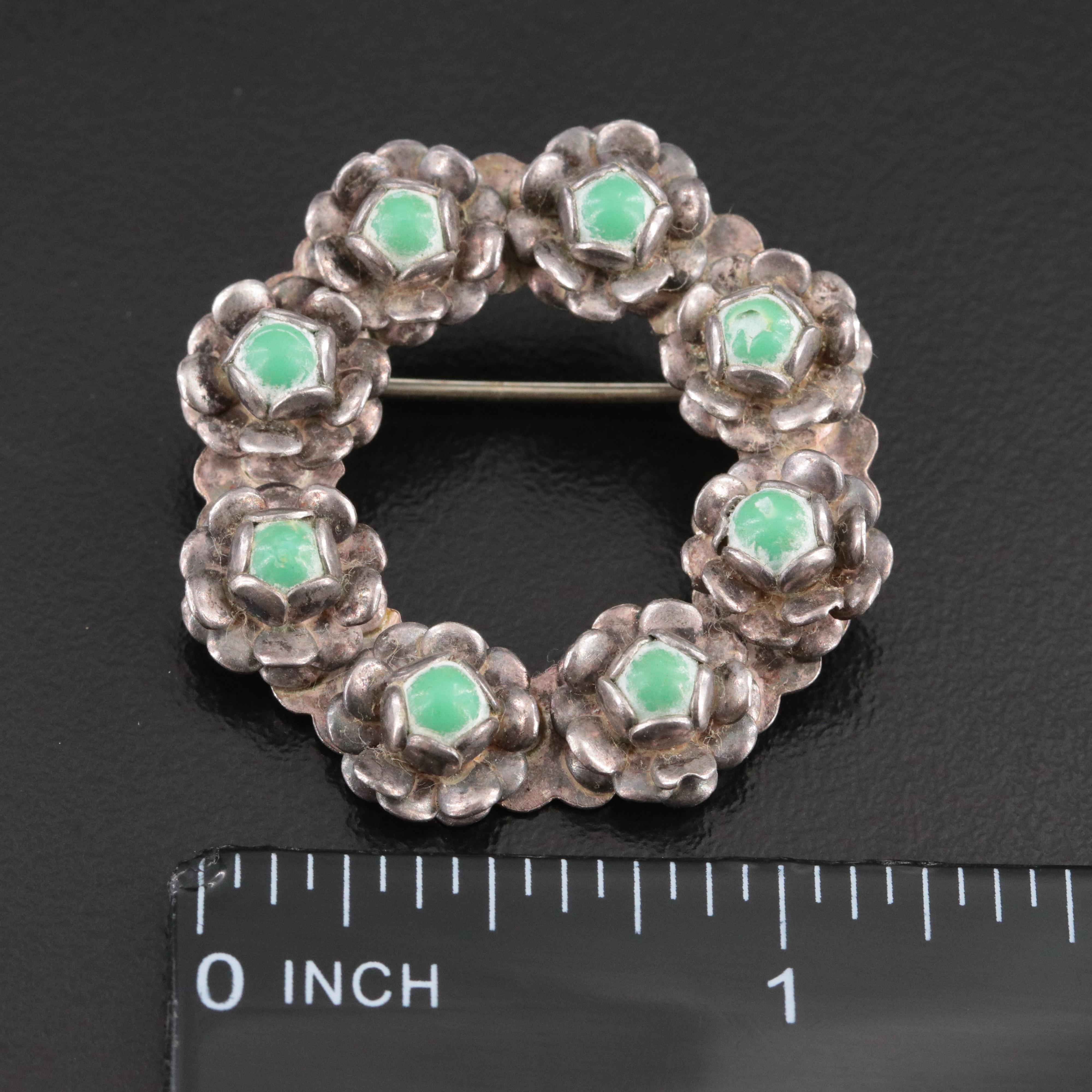 Sterling Turquoise Circle Pin