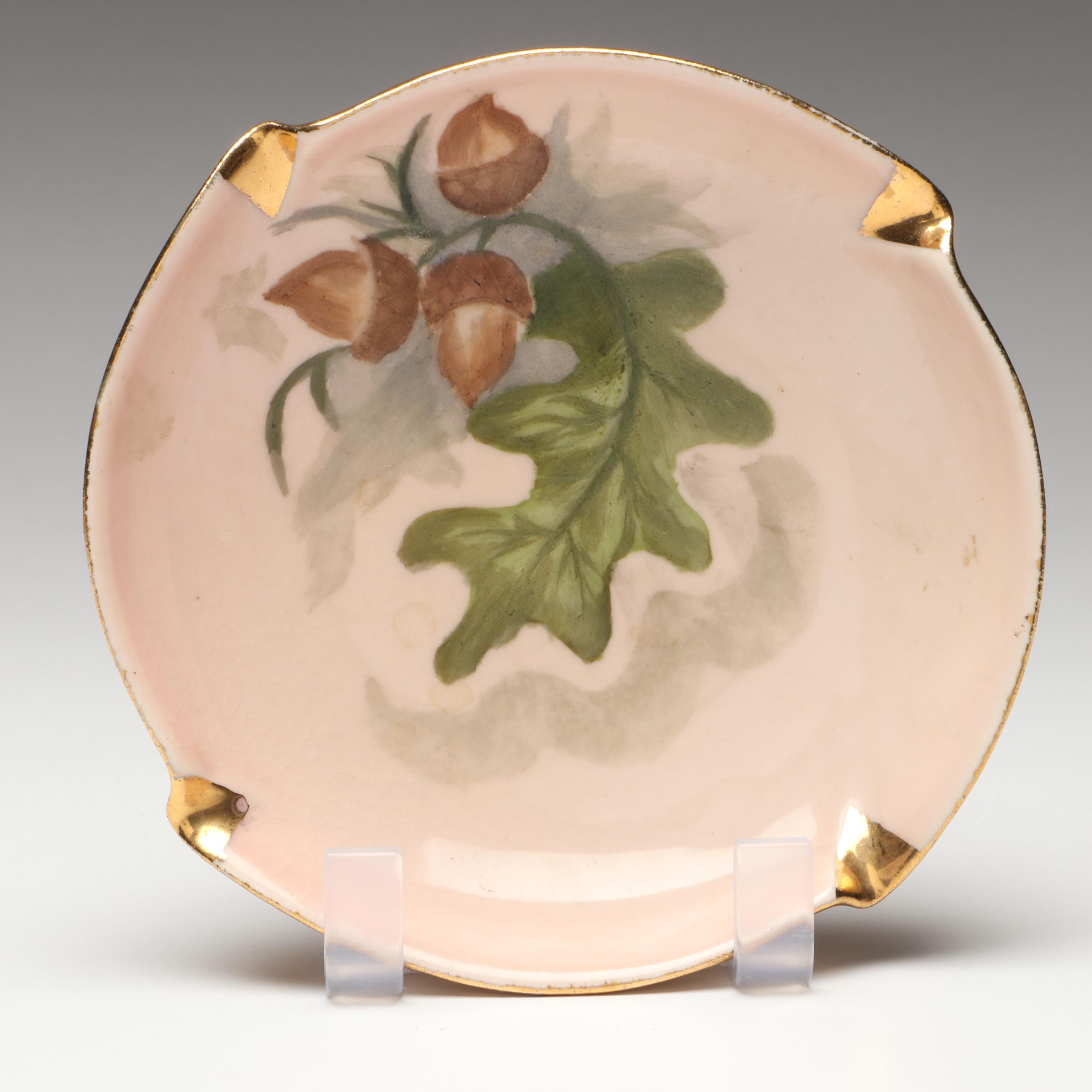 Rookwood Pottery Matte Glaze Vase and Acorn Plate, 1945 & 1951