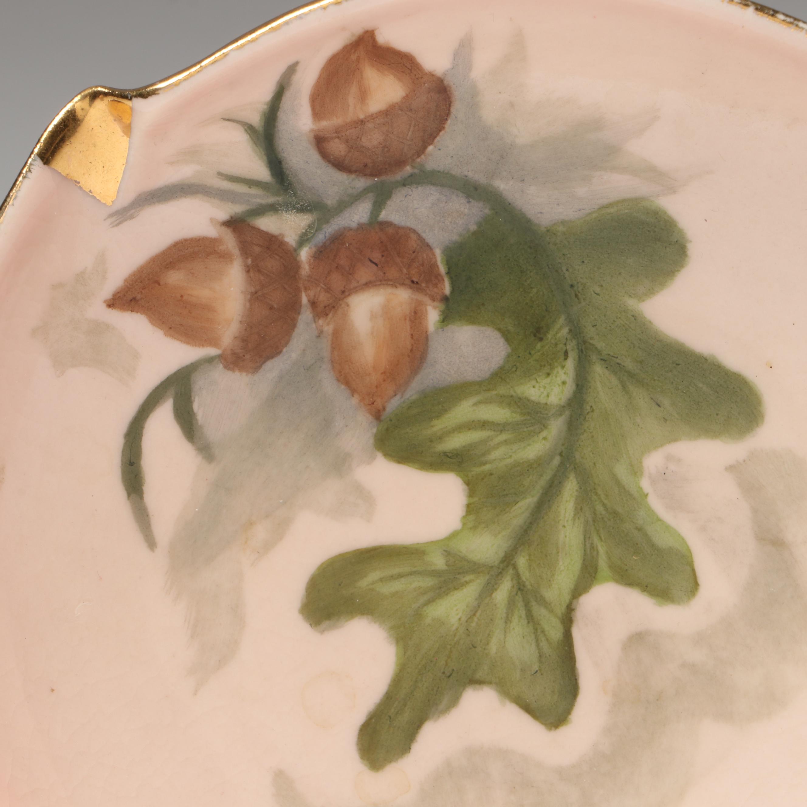 Rookwood Pottery Matte Glaze Vase and Acorn Plate, 1945 & 1951