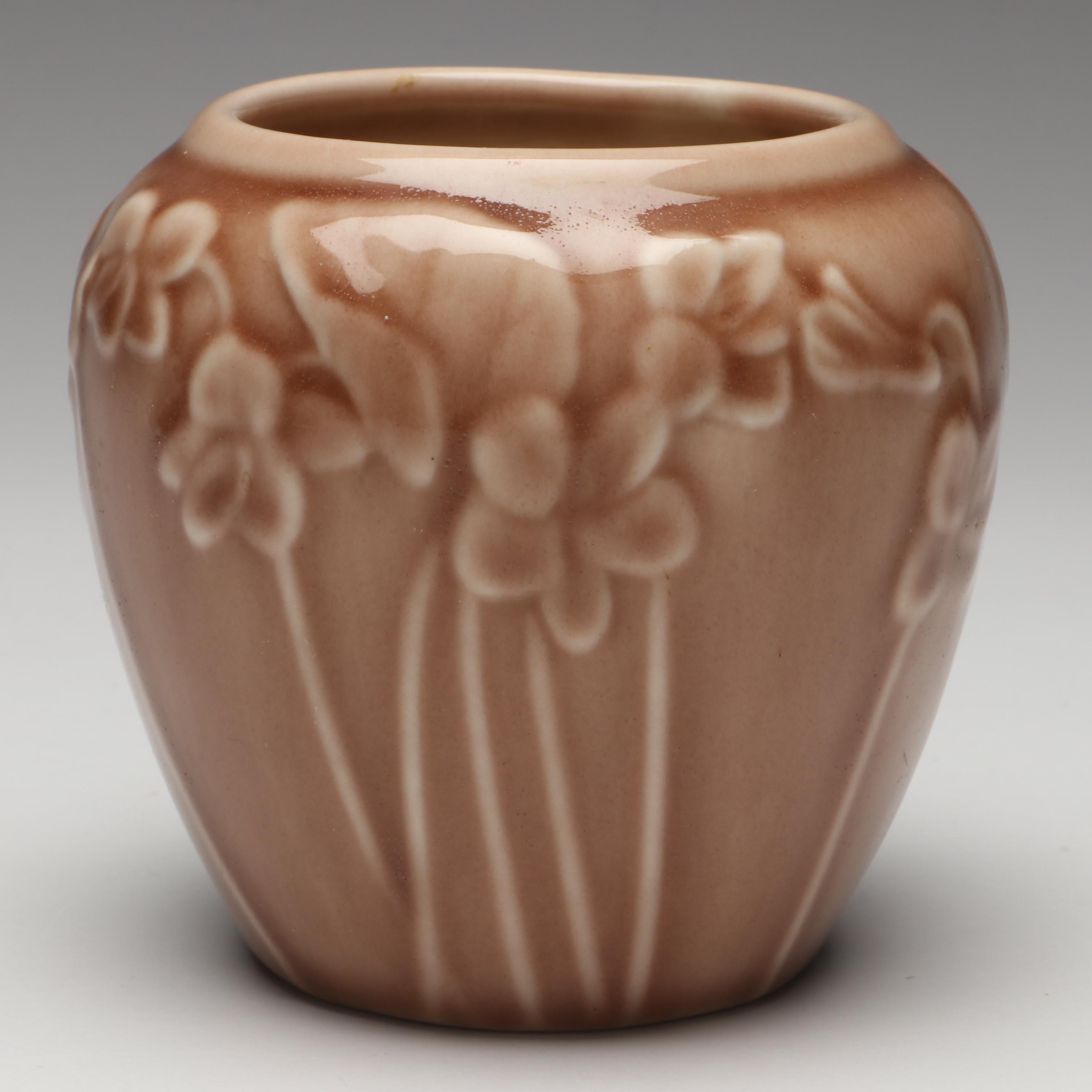 Rookwood Pottery Matte Glaze Vase and Acorn Plate, 1945 & 1951