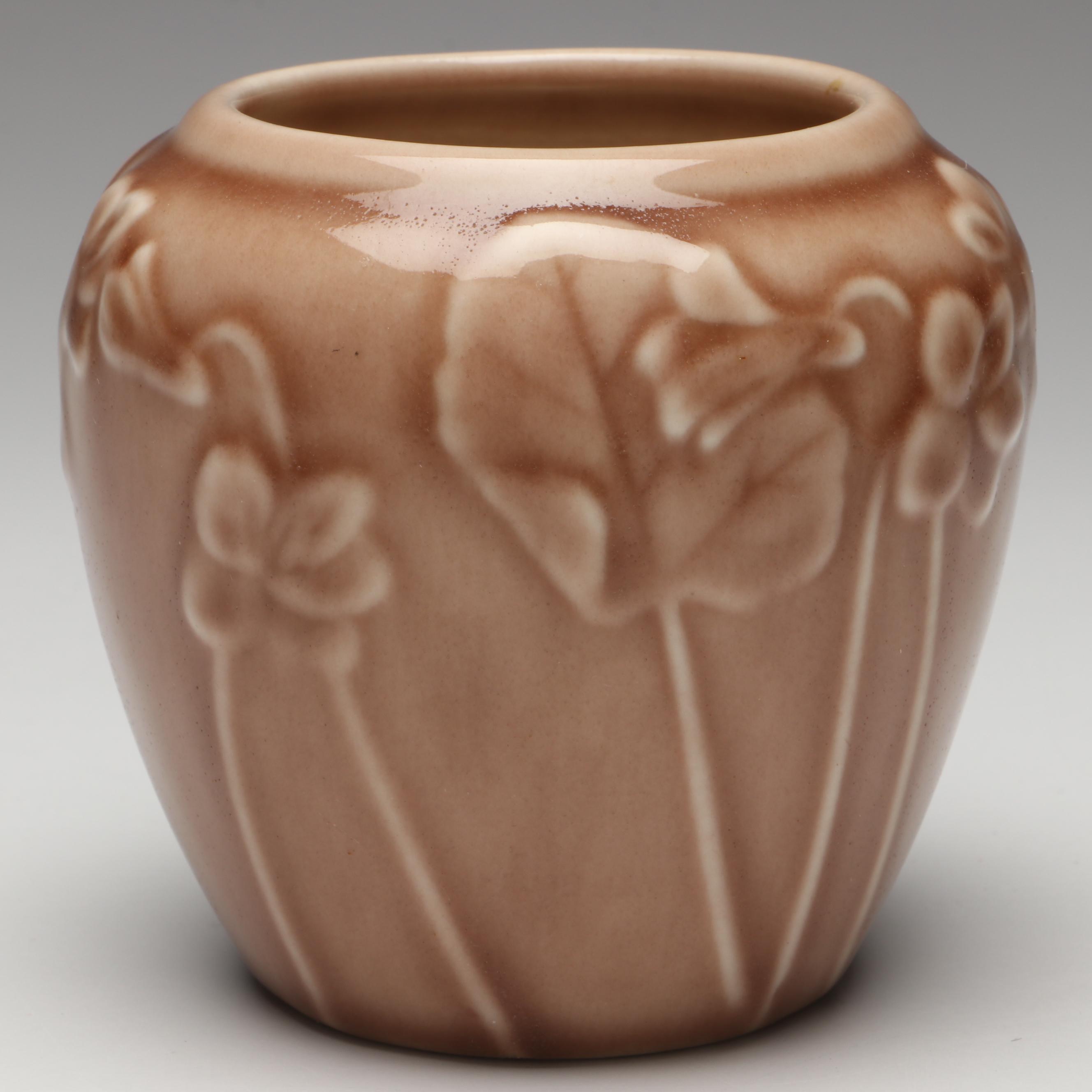 Rookwood Pottery Matte Glaze Vase and Acorn Plate, 1945 & 1951