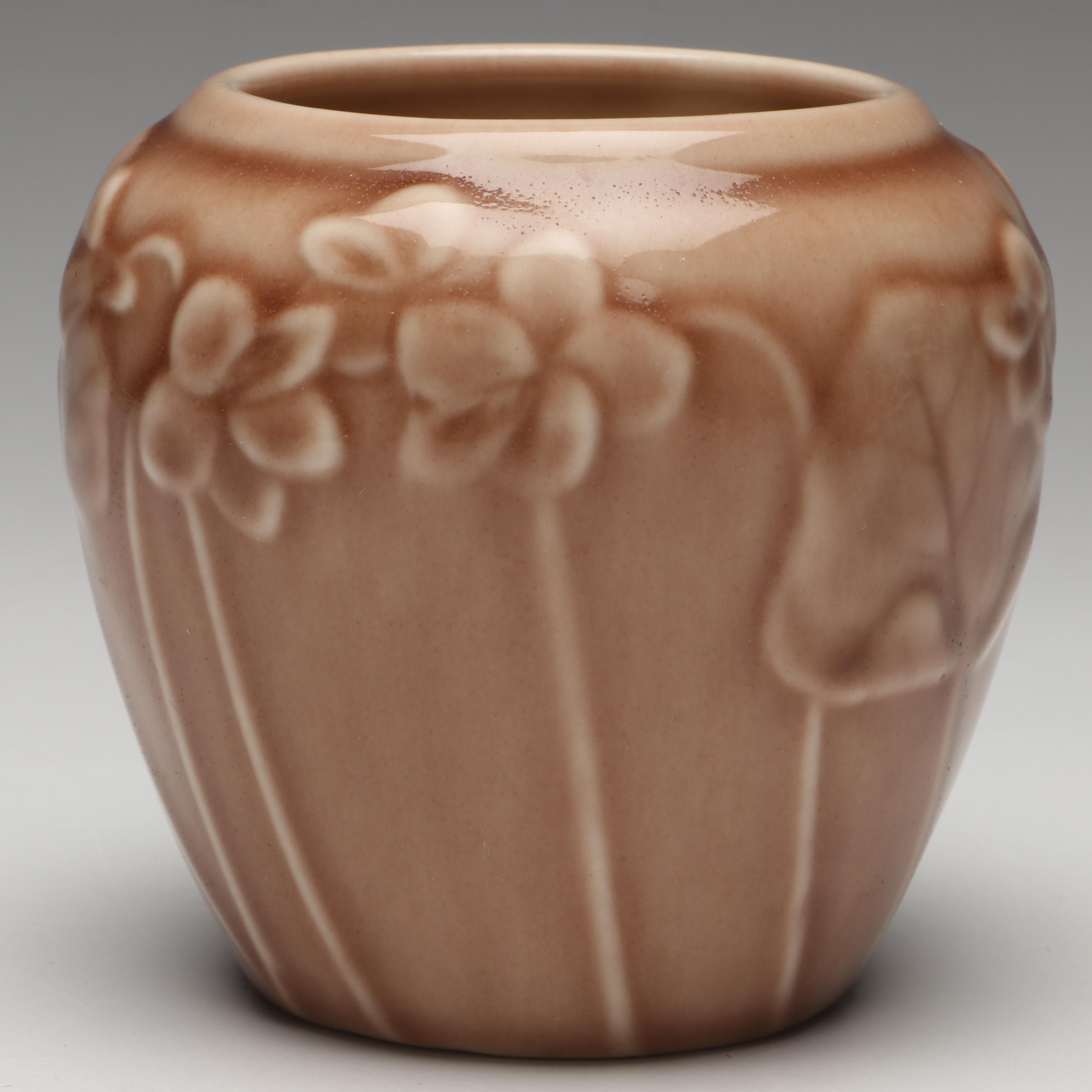 Rookwood Pottery Matte Glaze Vase and Acorn Plate, 1945 & 1951