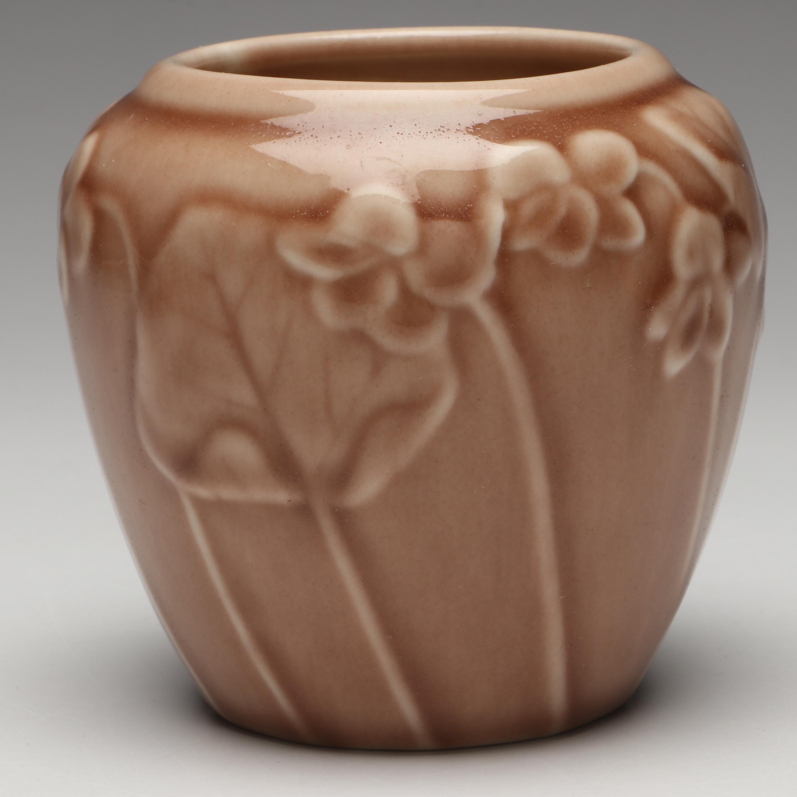 Rookwood Pottery Matte Glaze Vase and Acorn Plate, 1945 & 1951