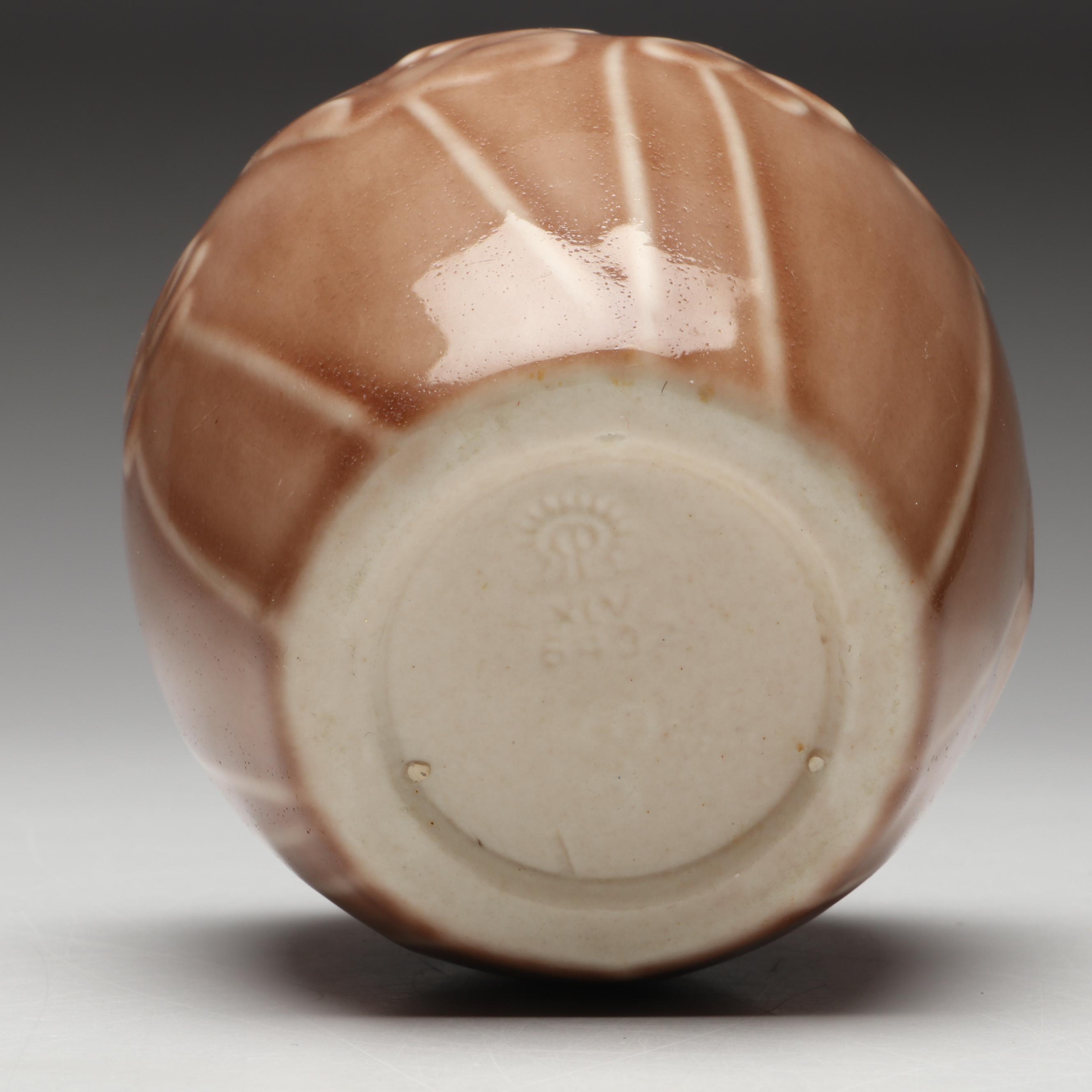 Rookwood Pottery Matte Glaze Vase and Acorn Plate, 1945 & 1951