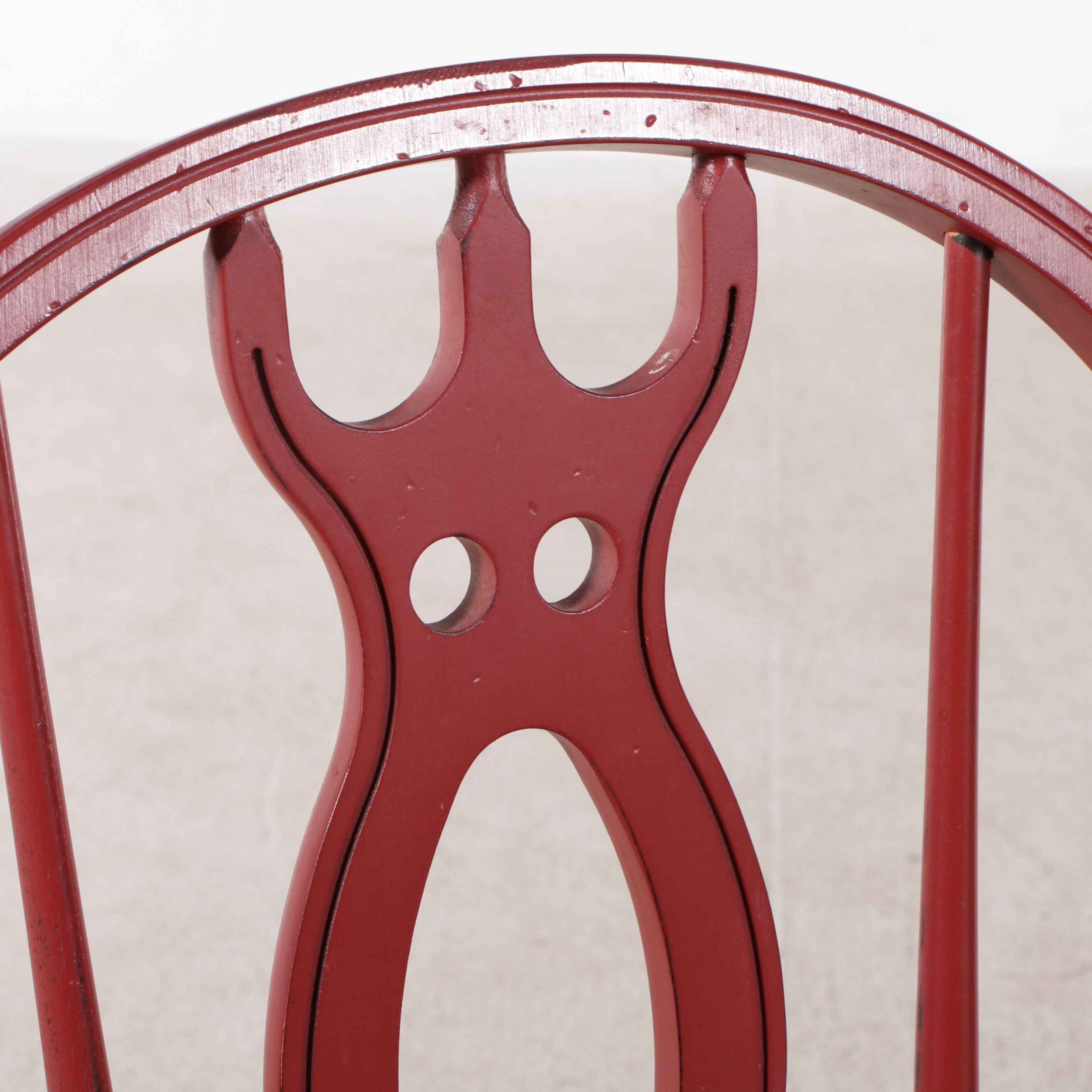 Seven-Piece Primitive Dining Set with Painted Windsor Style Chairs