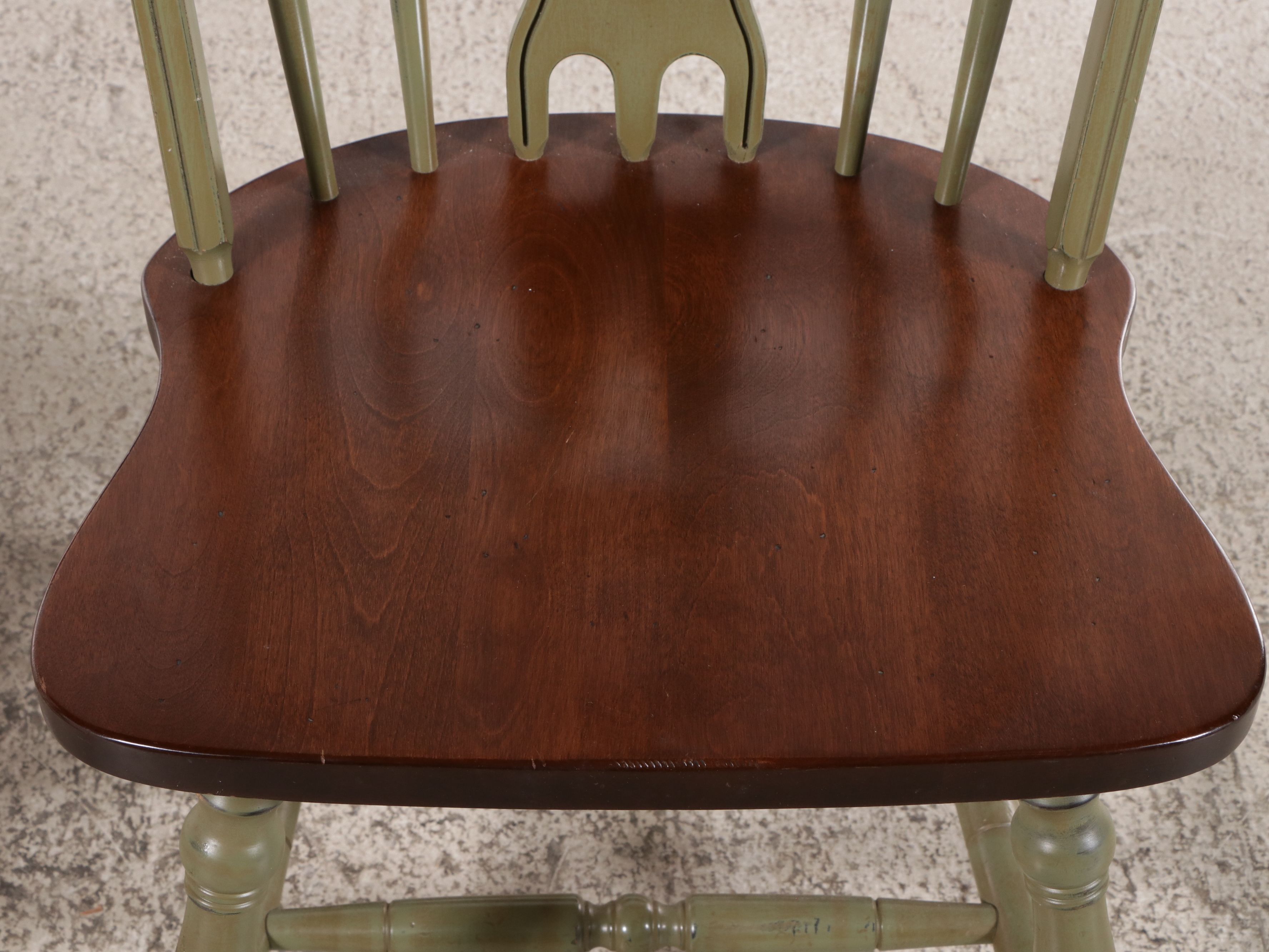 Seven-Piece Primitive Dining Set with Painted Windsor Style Chairs