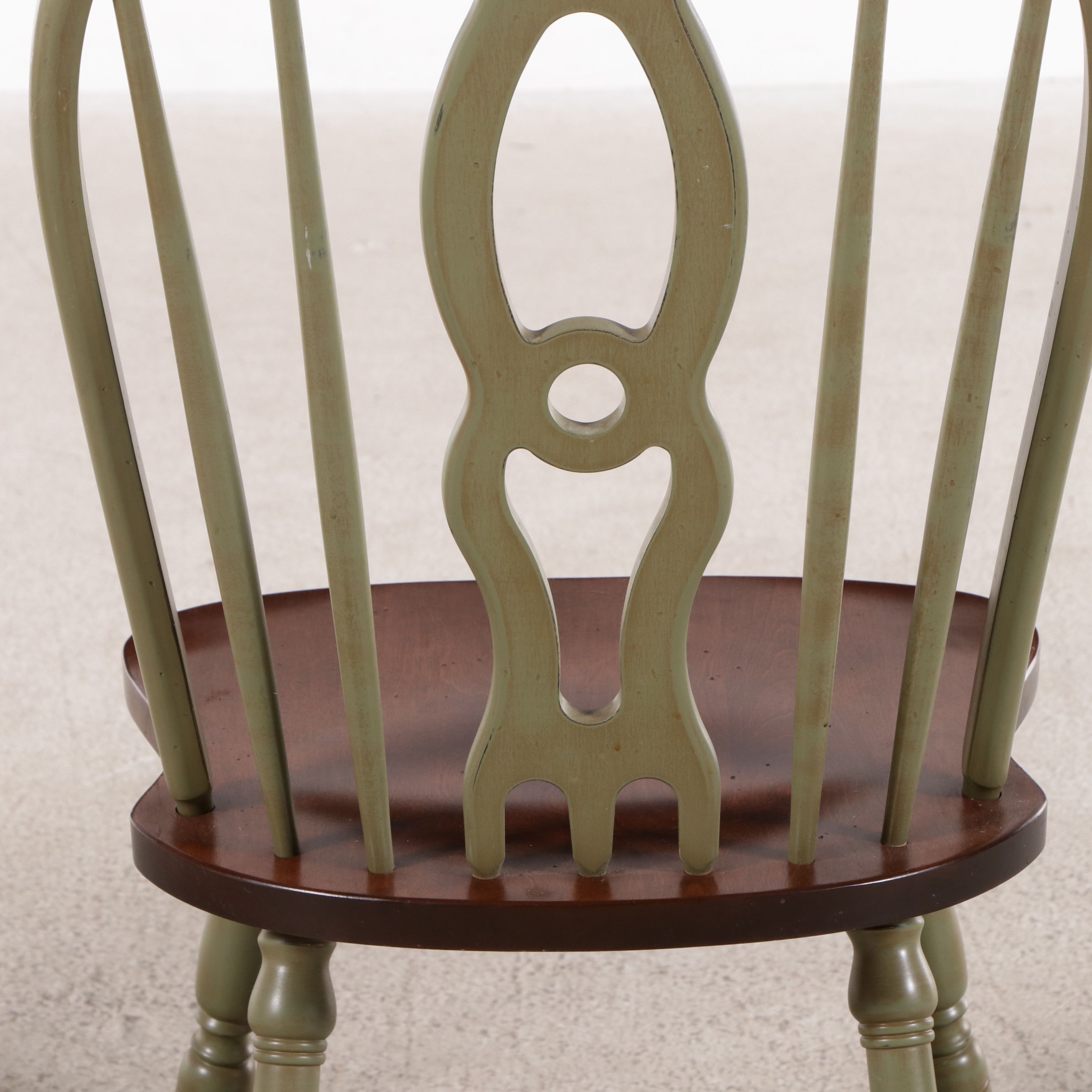 Seven-Piece Primitive Dining Set with Painted Windsor Style Chairs