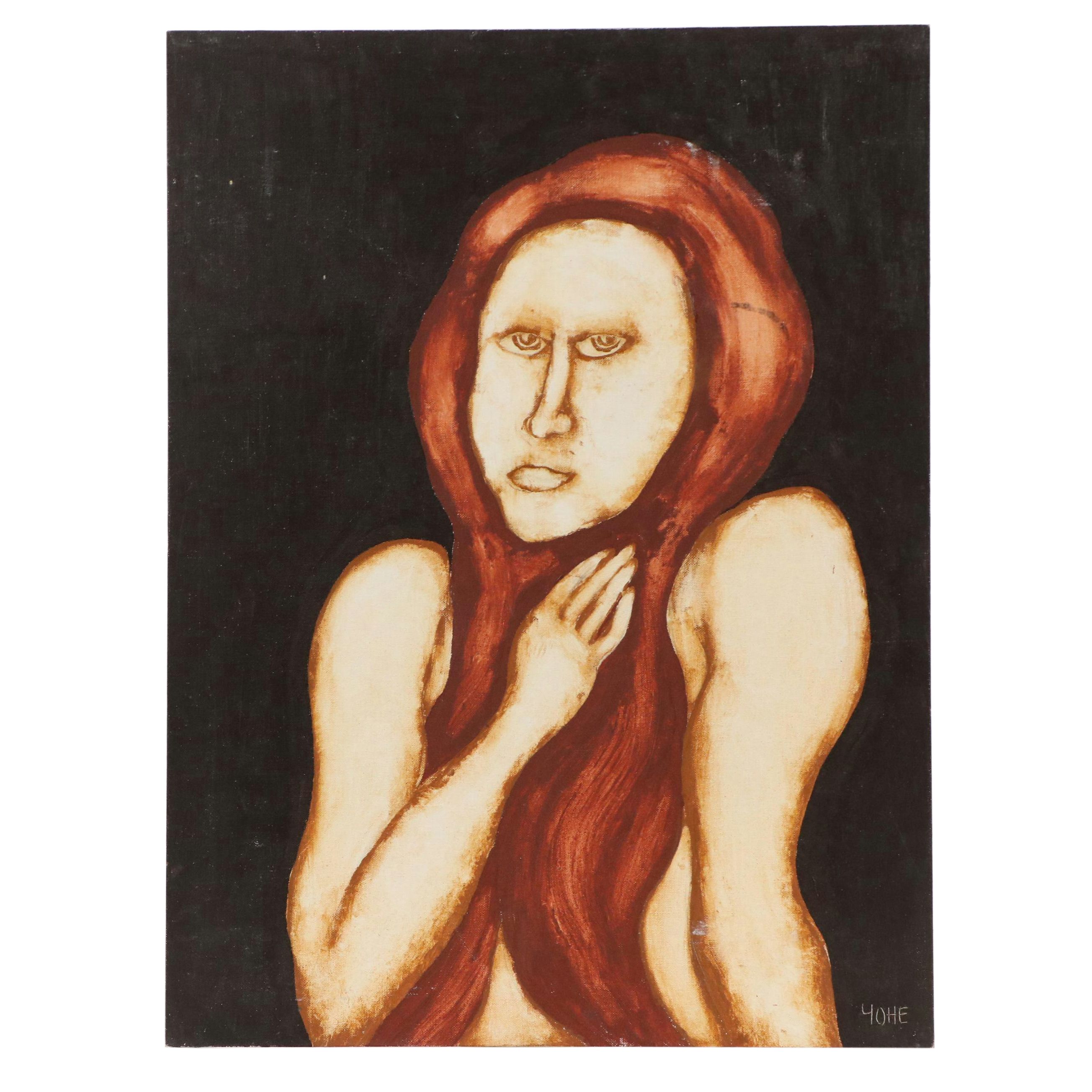 Frederick Arthur Yohe Portrait Acrylic Painting "Eve," 1972