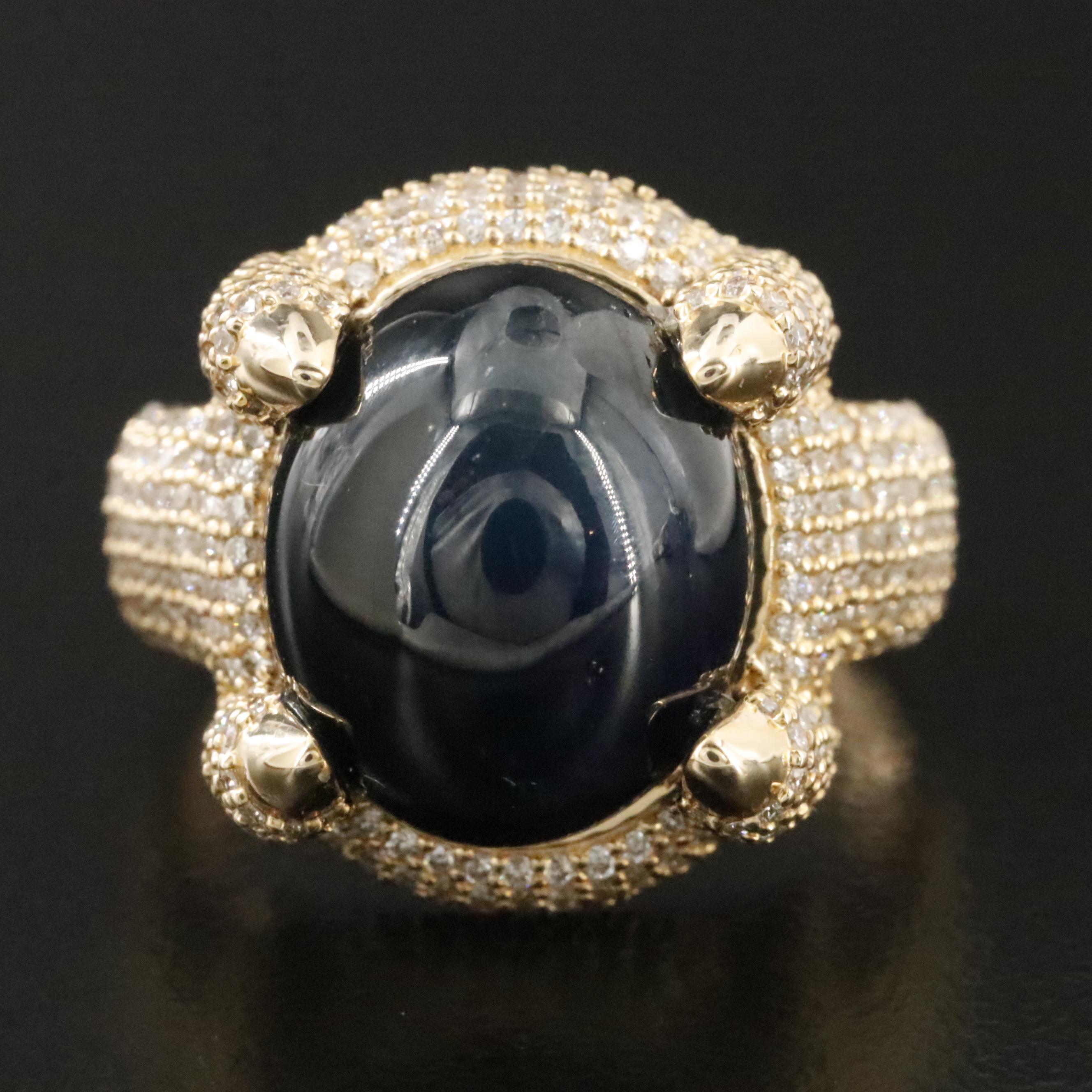 14K 12.16 CT Sapphire and Diamond Ring with IGI Jewelry Report