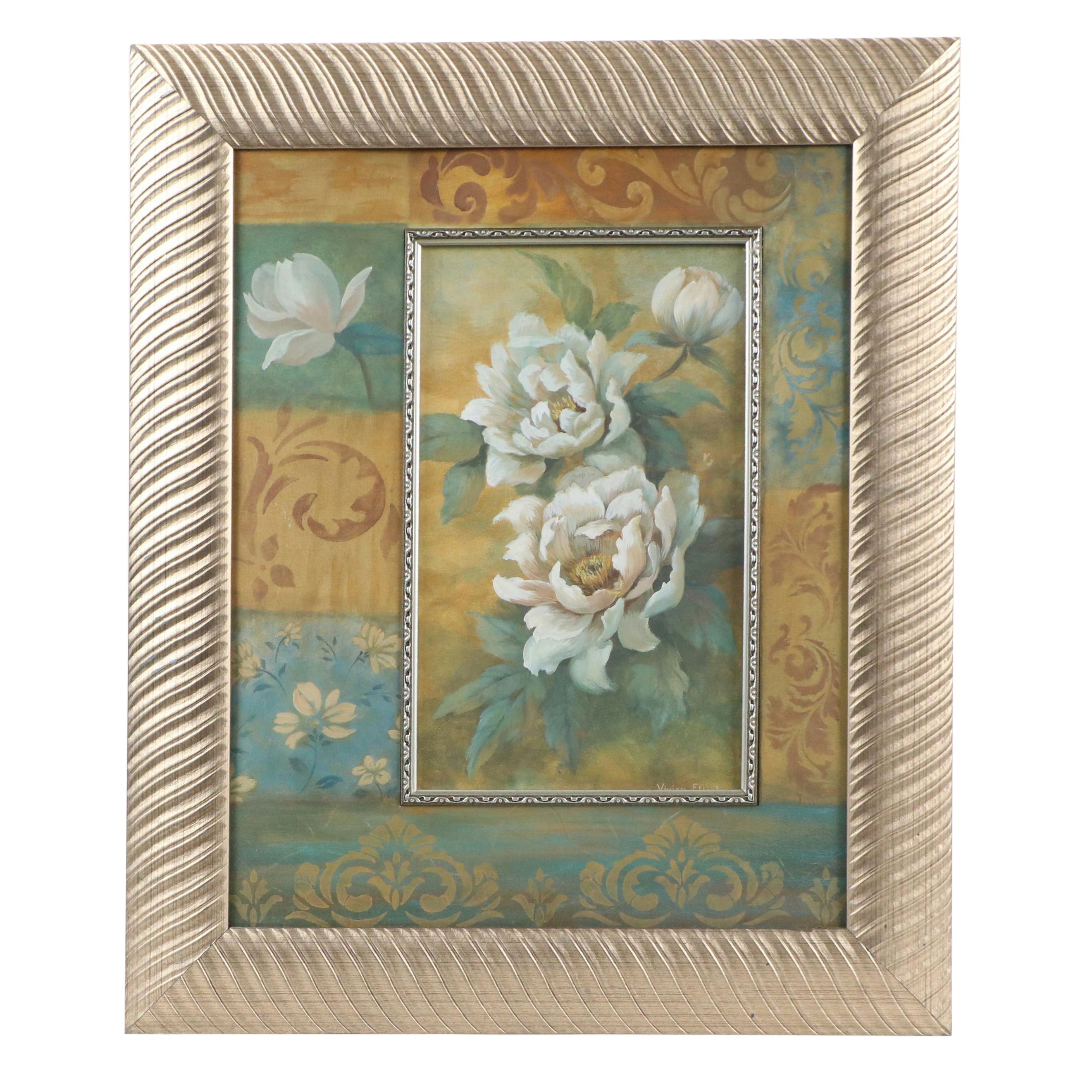 Floral Offset Lithograph After Vivian Flasch "Pam's Peonies," 21st Century