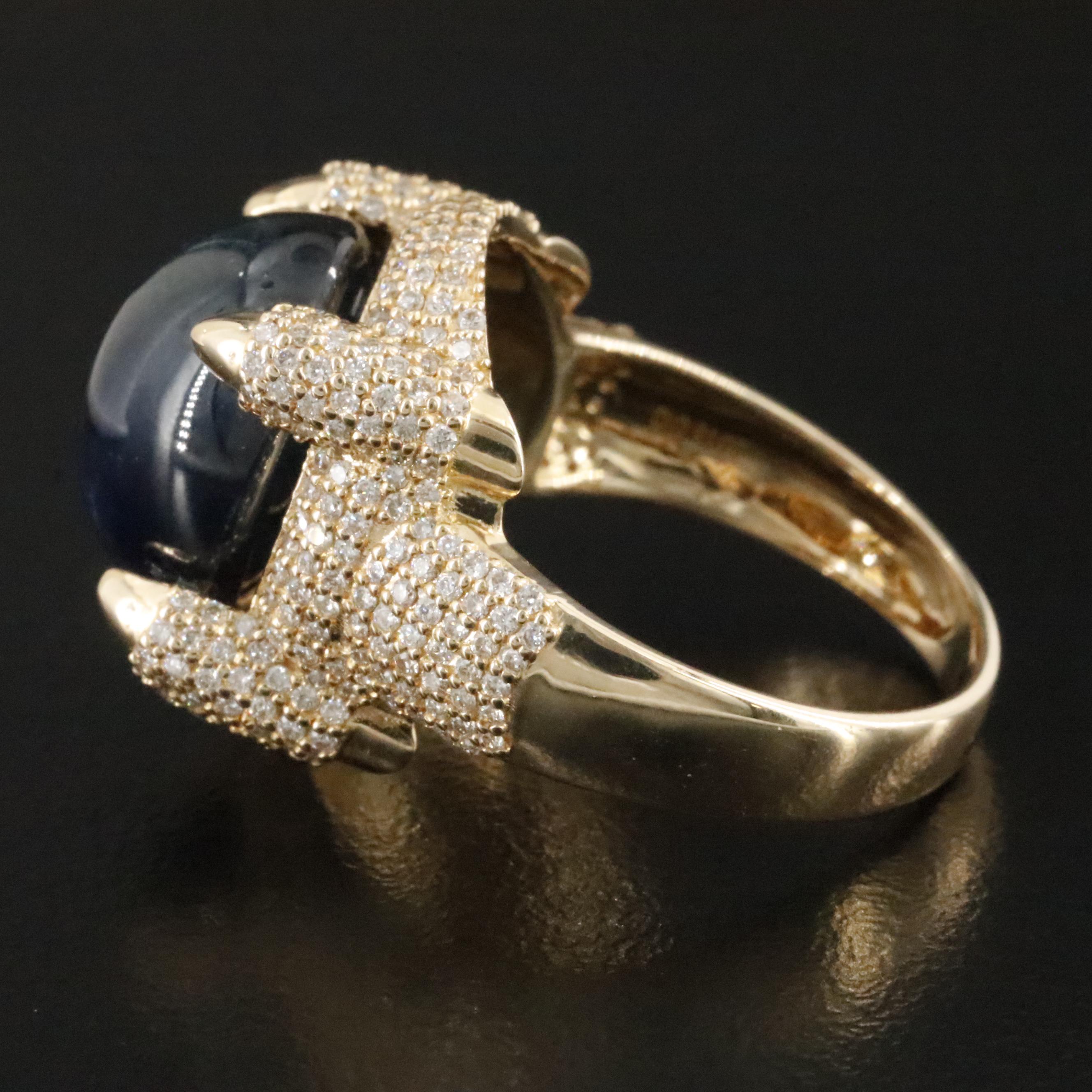 14K 12.16 CT Sapphire and Diamond Ring with IGI Jewelry Report