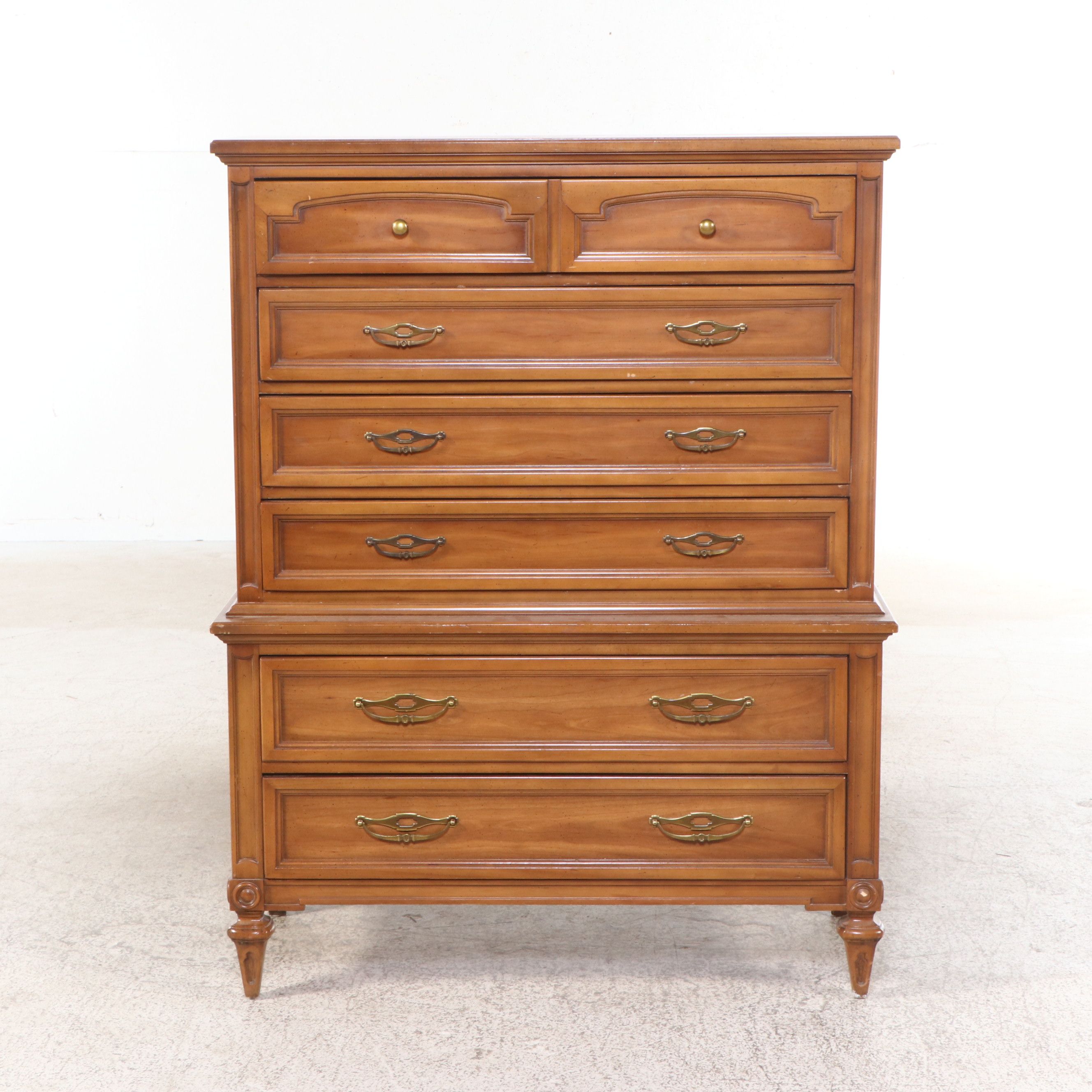 Mid Century Federal Style Walnut Finish Chest of Drawers, Mid to Late 20th C.