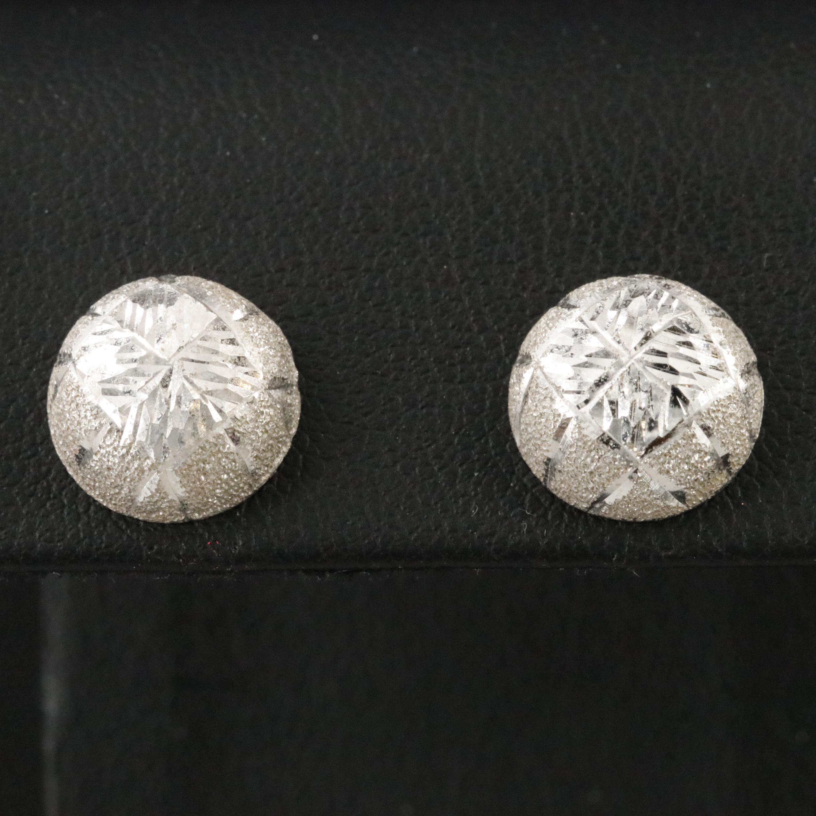 14K Diamond-Cut Style Button Earrings