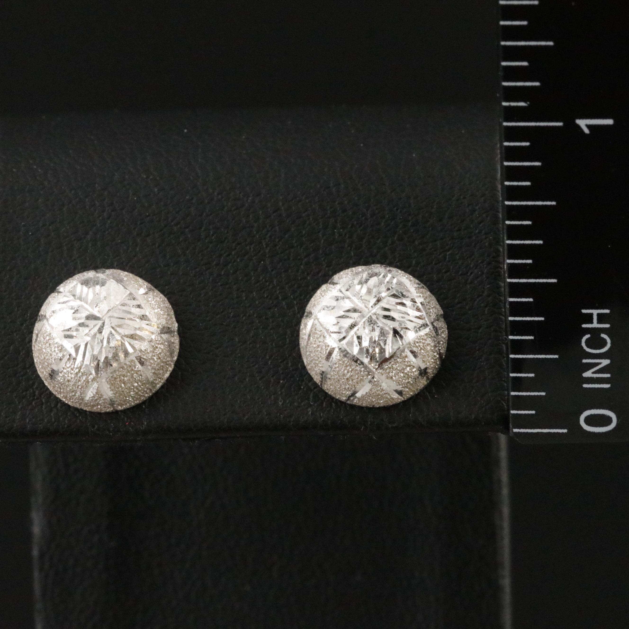 14K Diamond-Cut Style Button Earrings