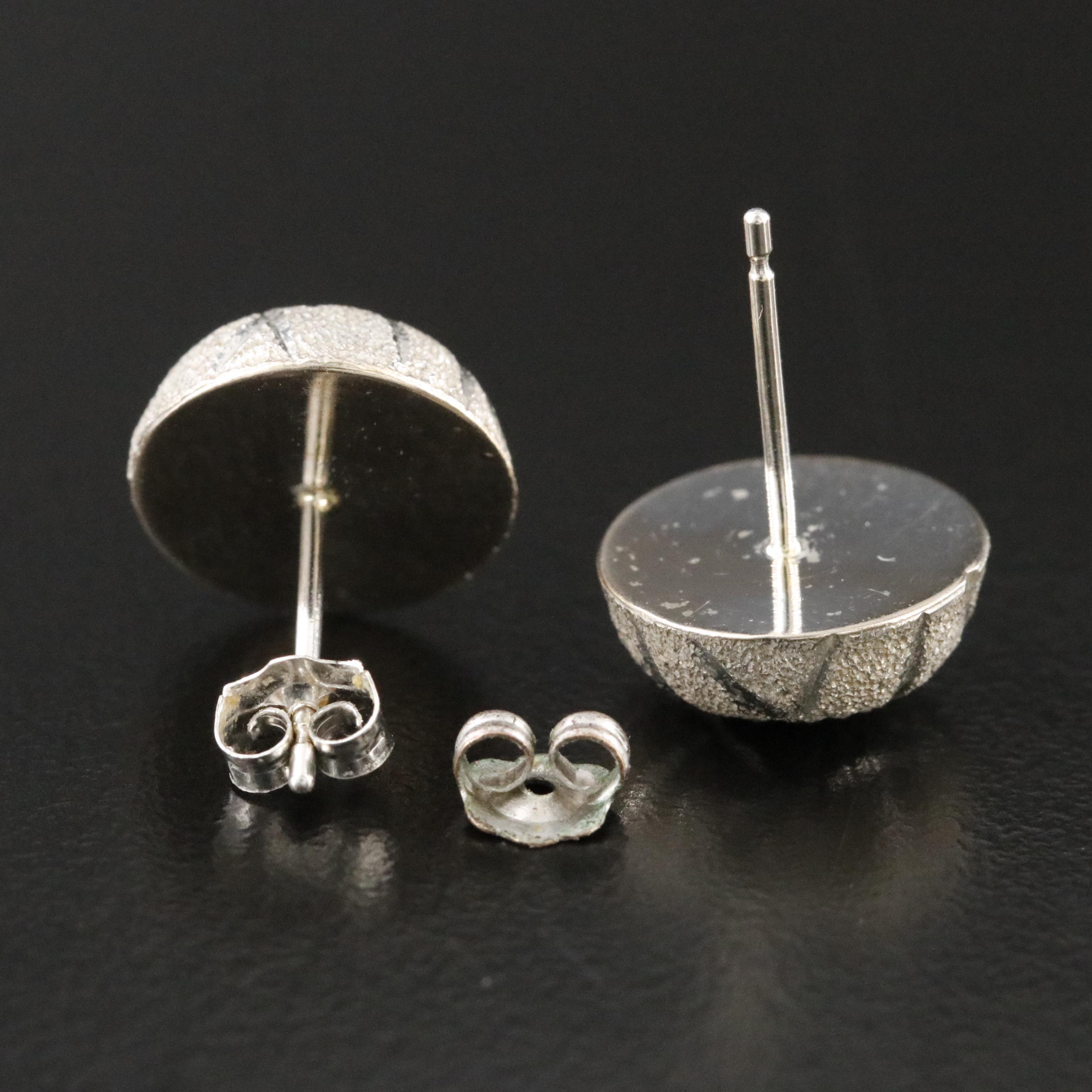 14K Diamond-Cut Style Button Earrings
