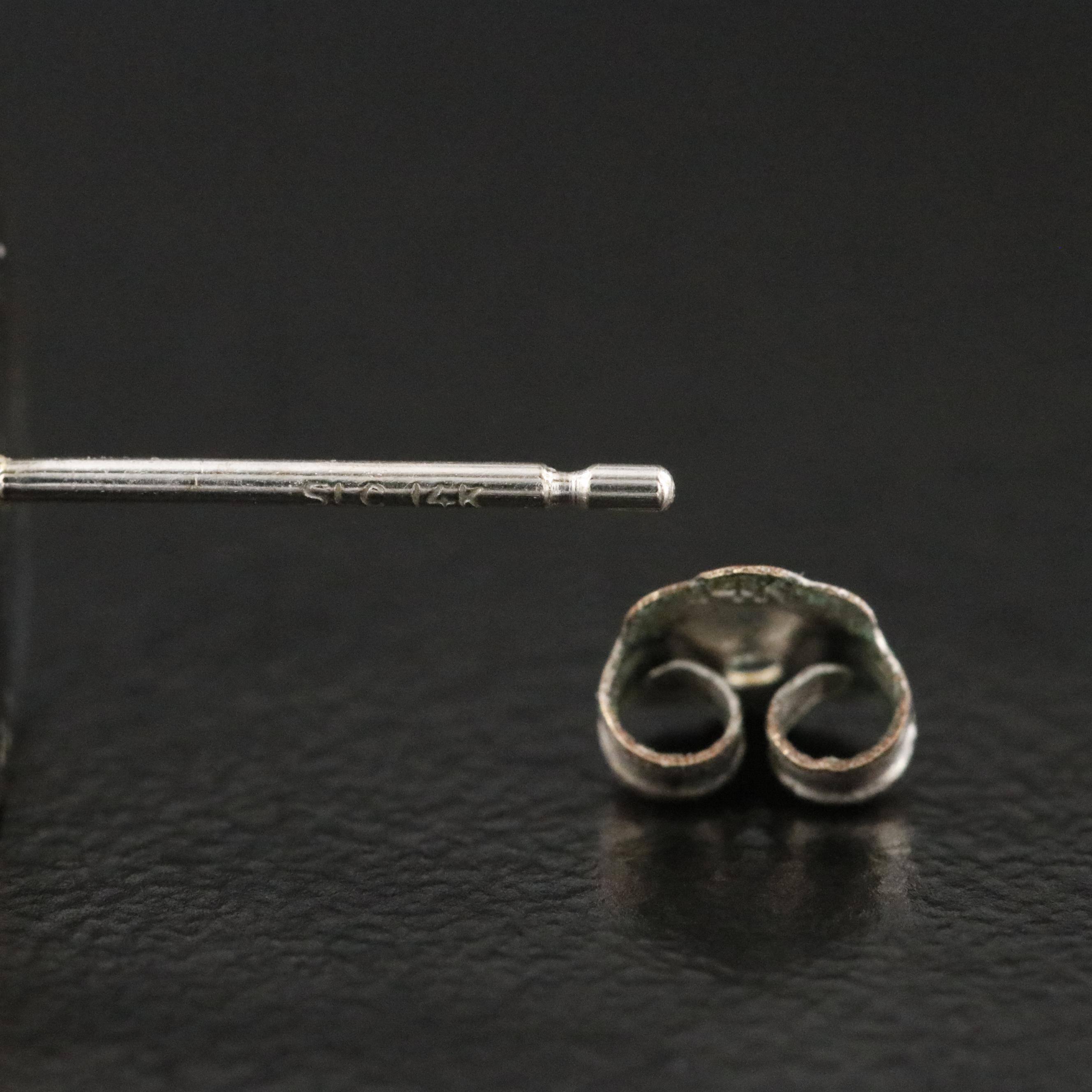 14K Diamond-Cut Style Button Earrings