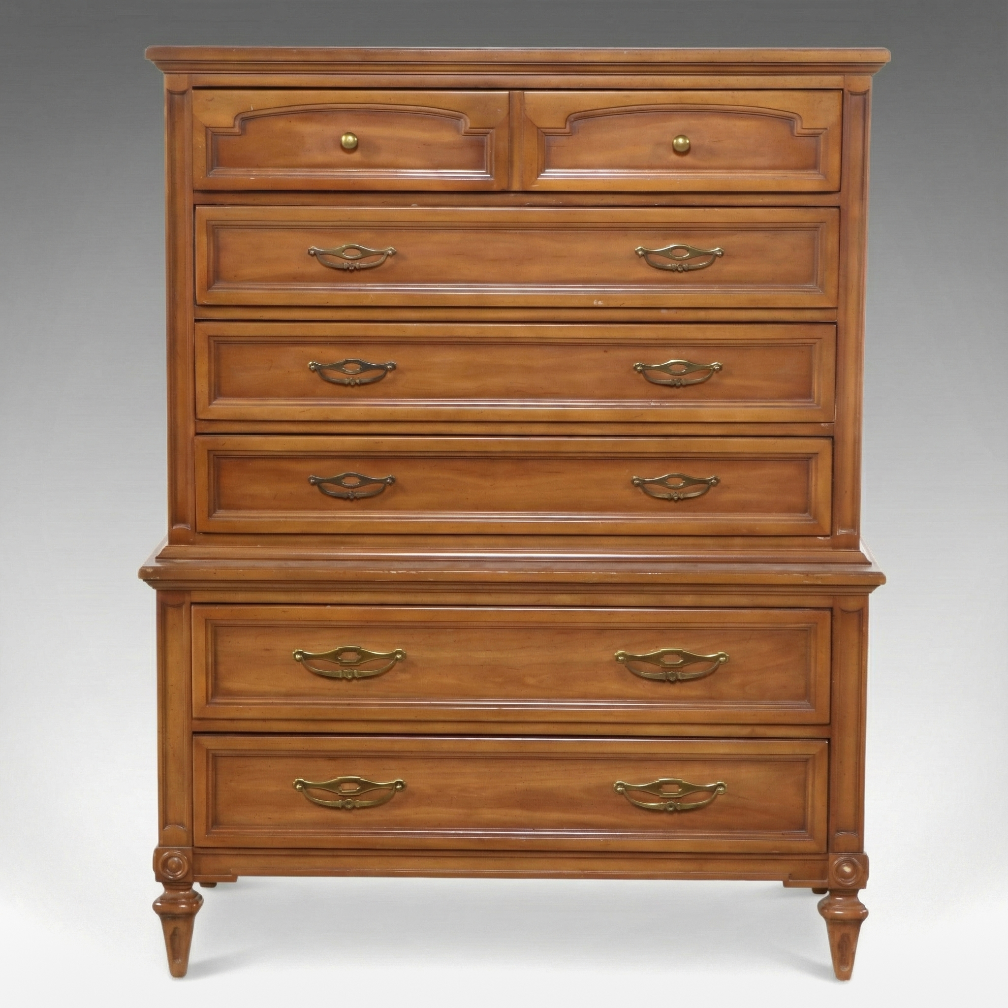 Mid Century Federal Style Walnut Finish Chest of Drawers, Mid to Late 20th C.