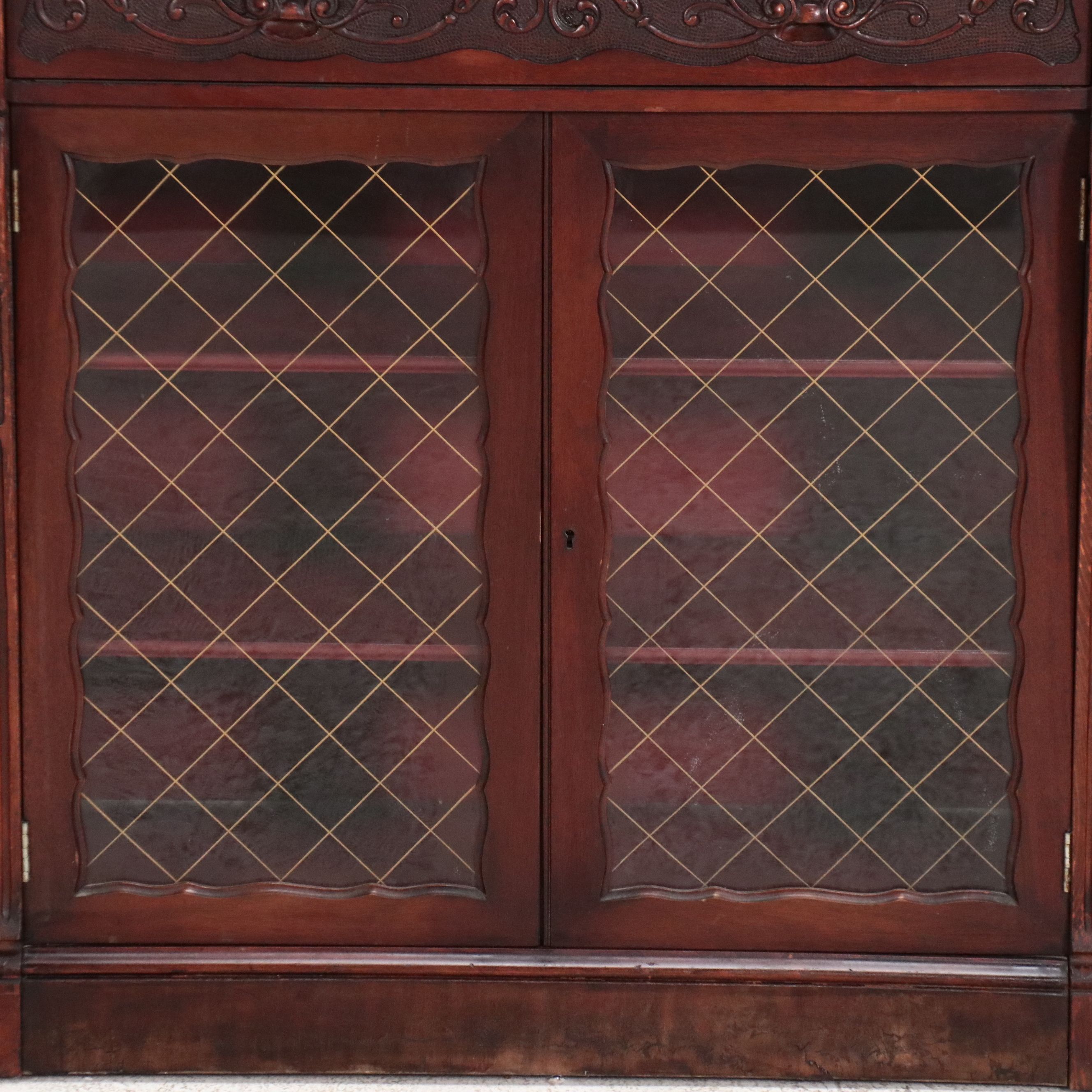 Louis XVI Style Mahogany Vitrine Sideboard with Mirrored Side Galleries