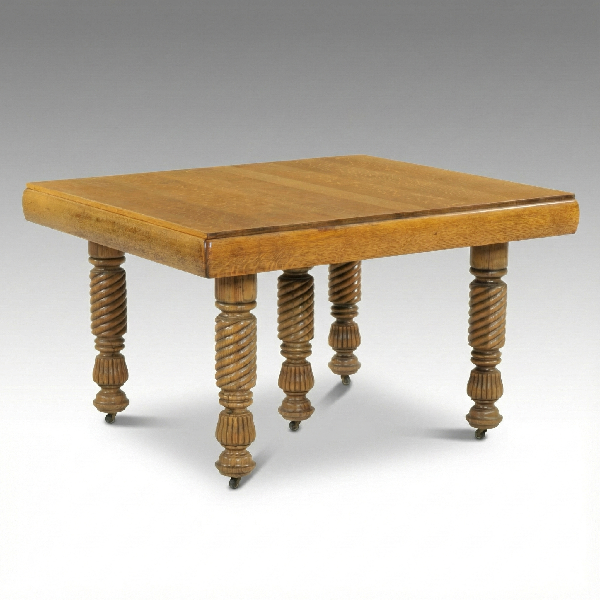 Oak Extension Dining Table with Twist Legs, Late 19th to Early 20th Century