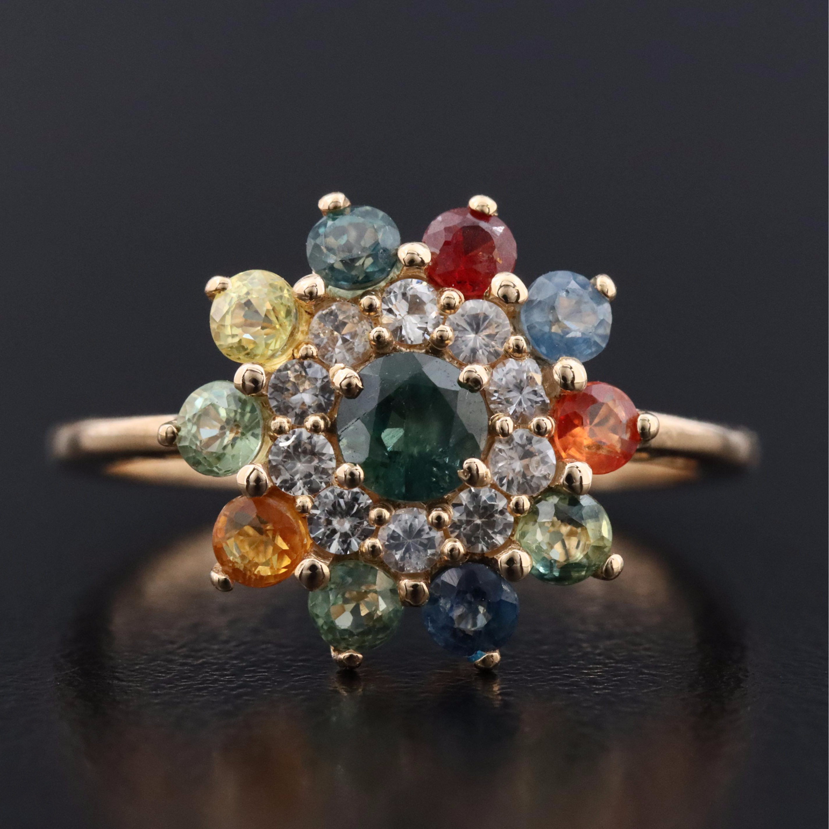 14K Multicolored Sapphire Ring